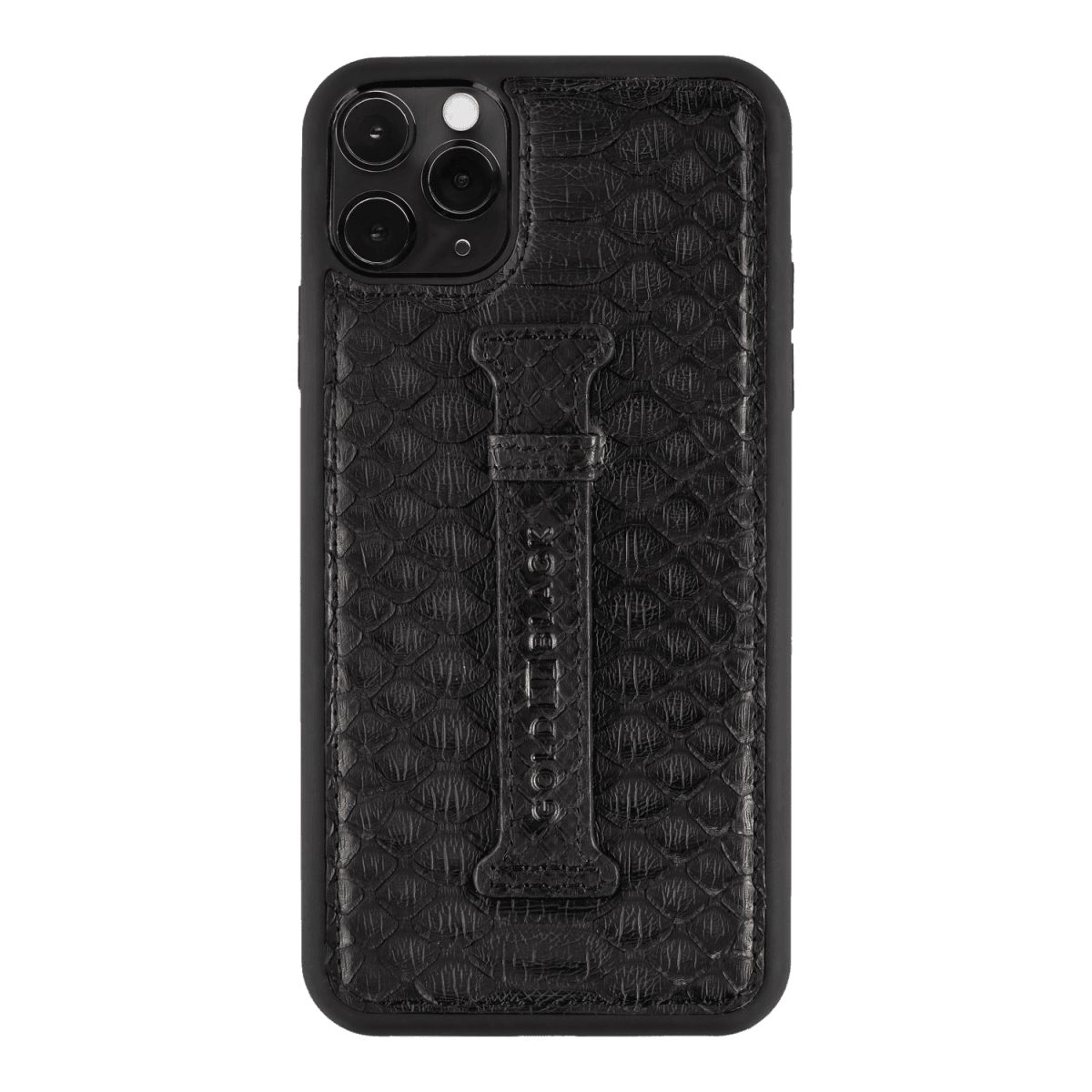GOLDBLACK Handyhülle GOLDBLACK iPhone 11 Pro Max Lederhülle mit Fingerschlaufe Python