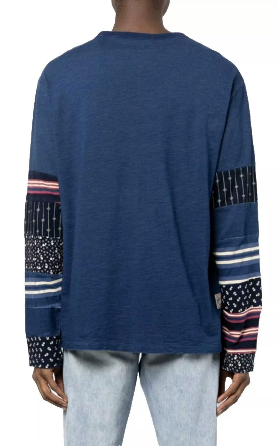 Polo Ralph Lauren Longsleeve Patchwork Dyed Indigo Langarmshirt Sweatshirt Brusttasche aus japanischem Chambray mit Metallnieten