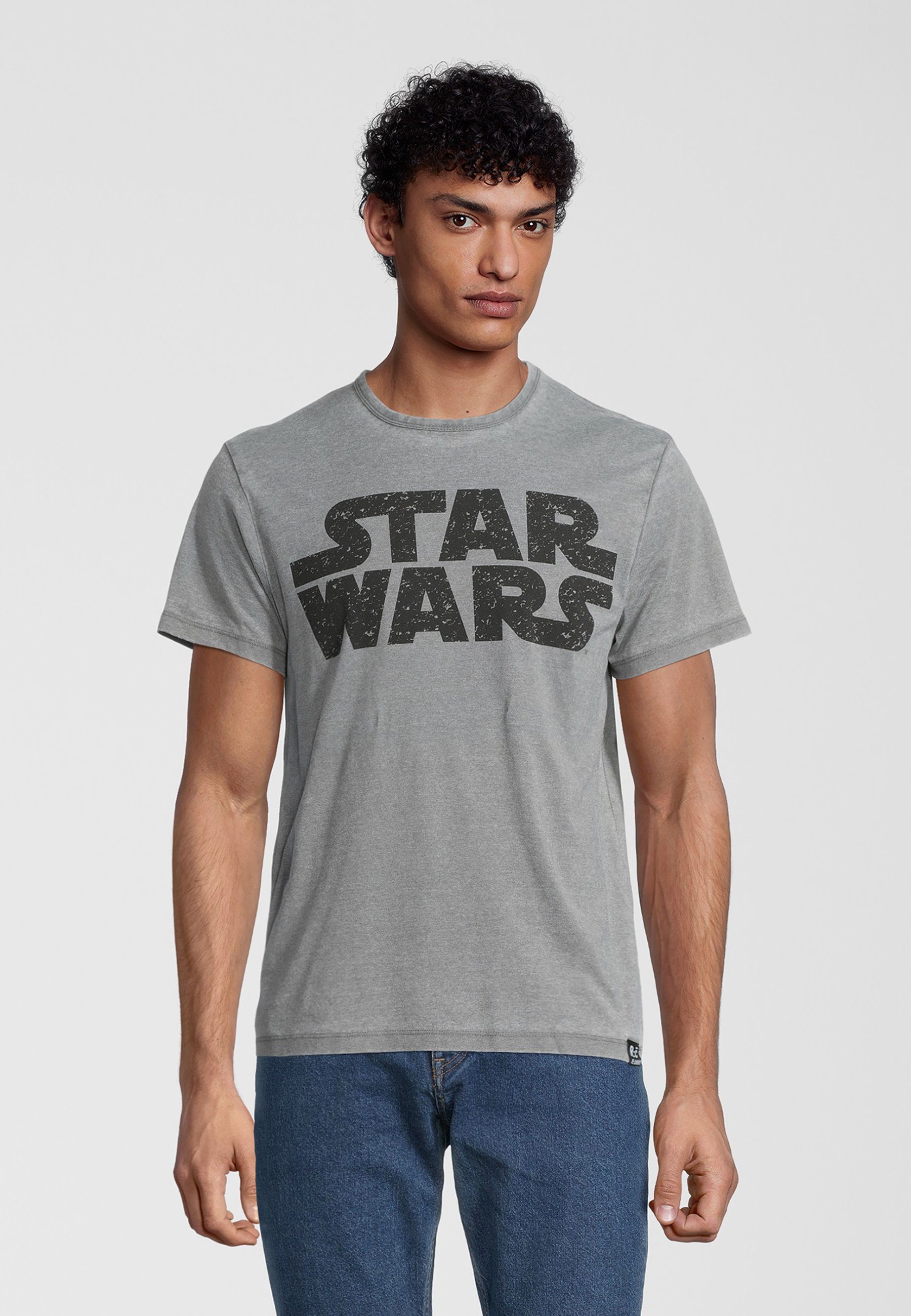 Recovered T-Shirt Star Wars Vintage Logo Hellgrau