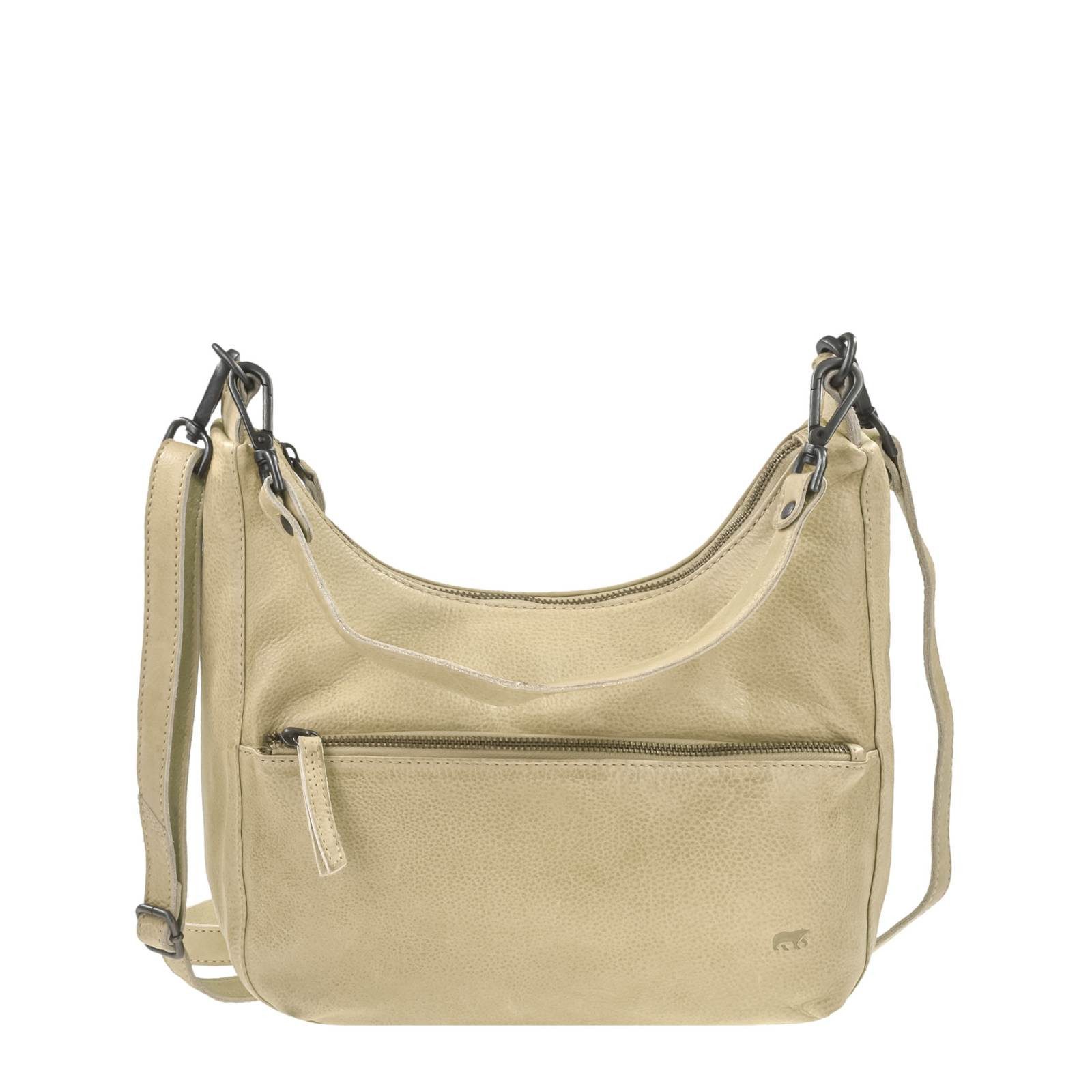 Bear Design Umhängetasche Schultertasche Damen Vivienne, weiches Leder, 2 Gurte beige