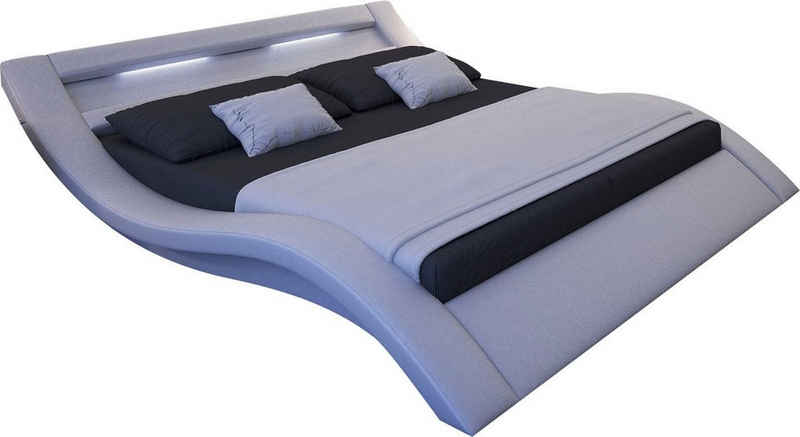 SalesFever Polsterbett, mit LED-Licht im Kopfteil, Lounge Bett in moderner Form, Design Bett in Kunstleder