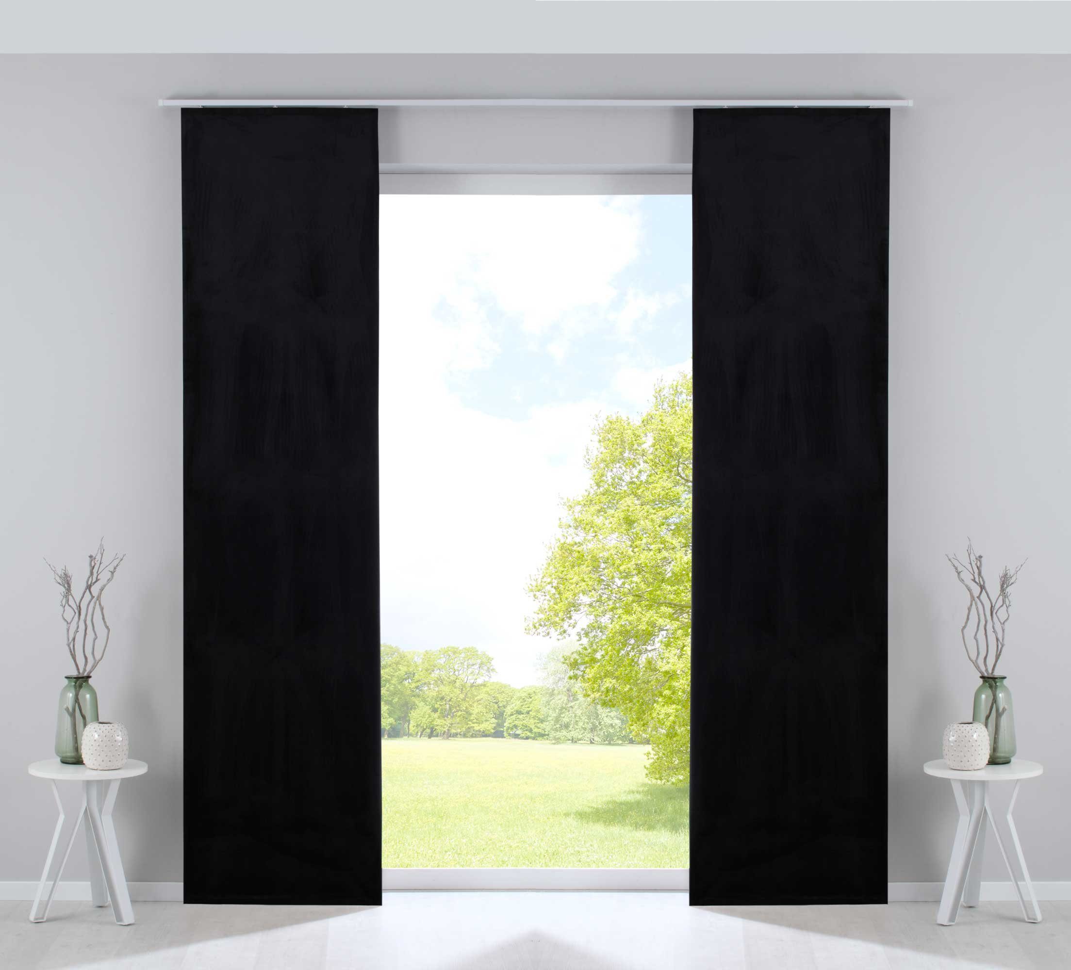 Gardinenbox Schiebegardine (2 St), Klettband, verdunkelnd, Samt, Milano Samt blickdicht Blackout Paneelwagen 203571-2-o