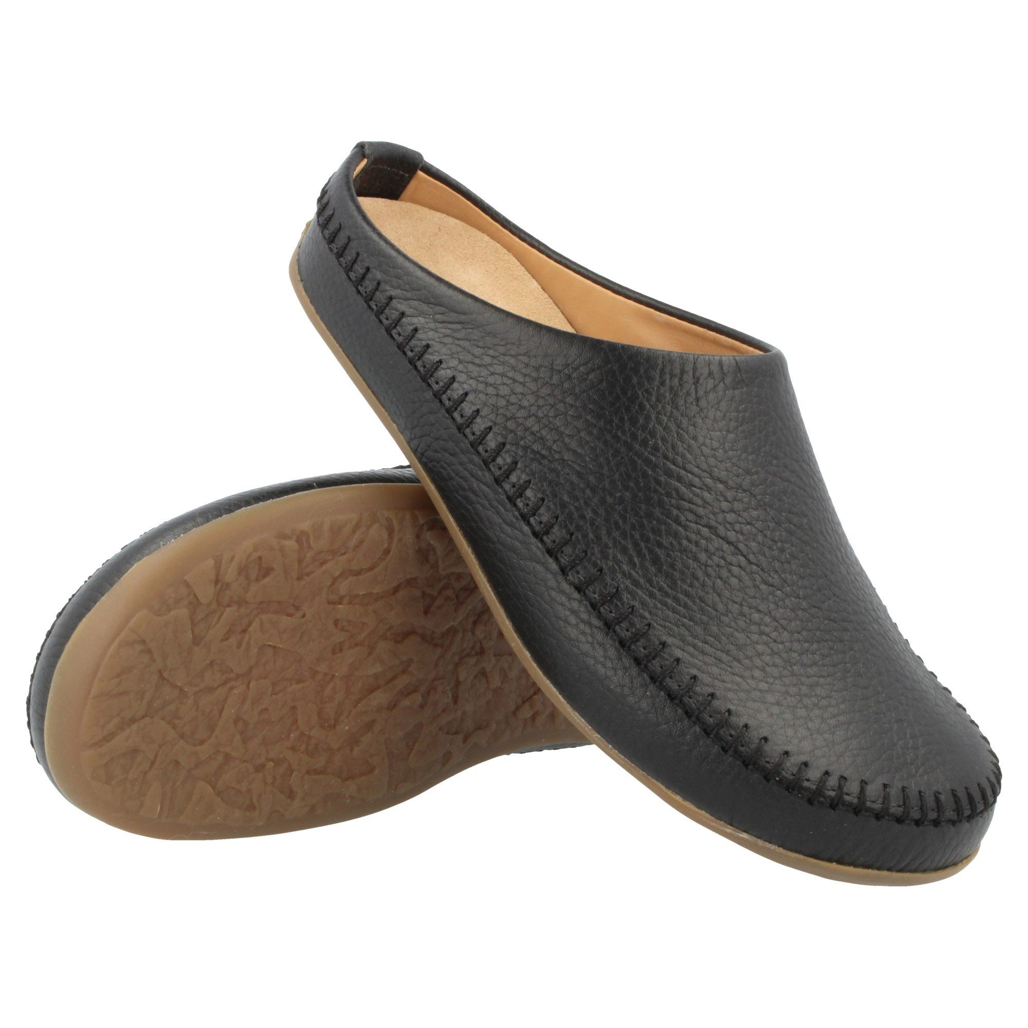 Haflinger Softi Lederpantoffel mit weicher Gummisohle und Wechselfussbett Hausschuh – Bild 2 von 2