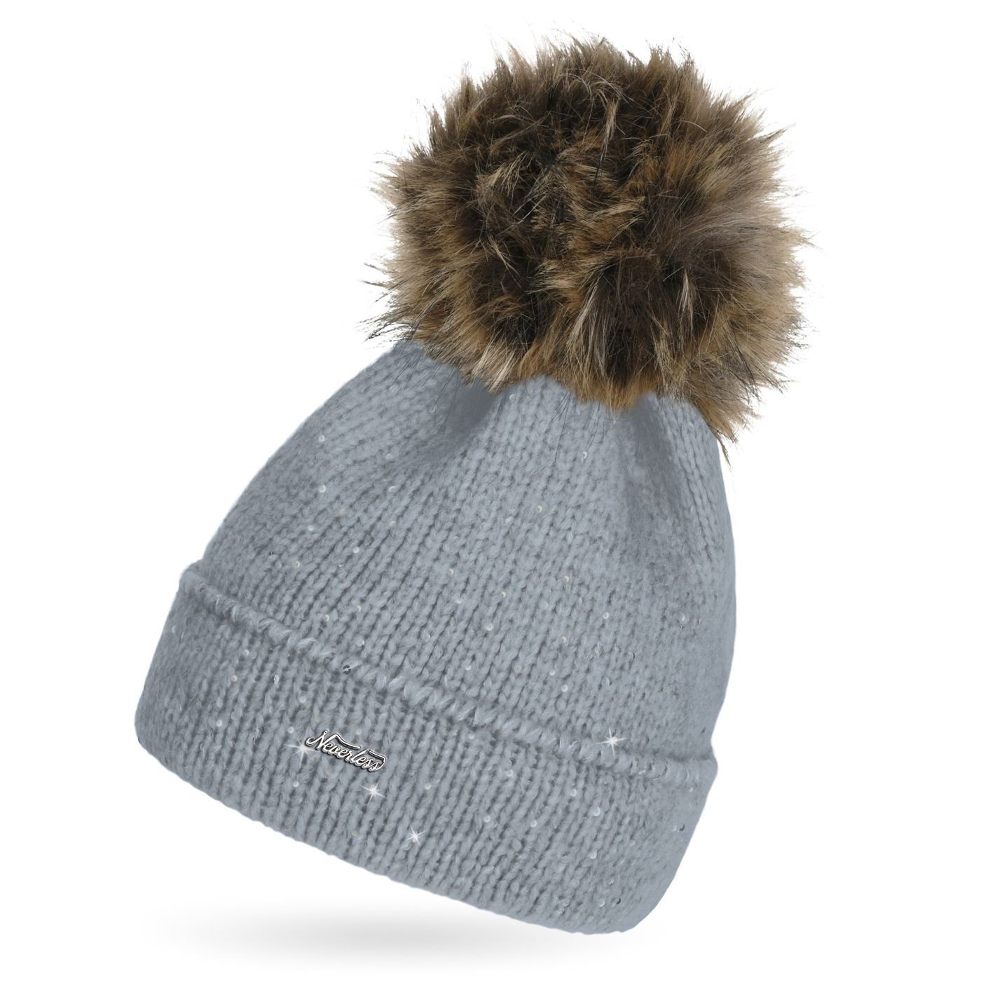 Neverless Bommelmütze Damen Strick-Mütze mit Fellbommel günstig online kaufen