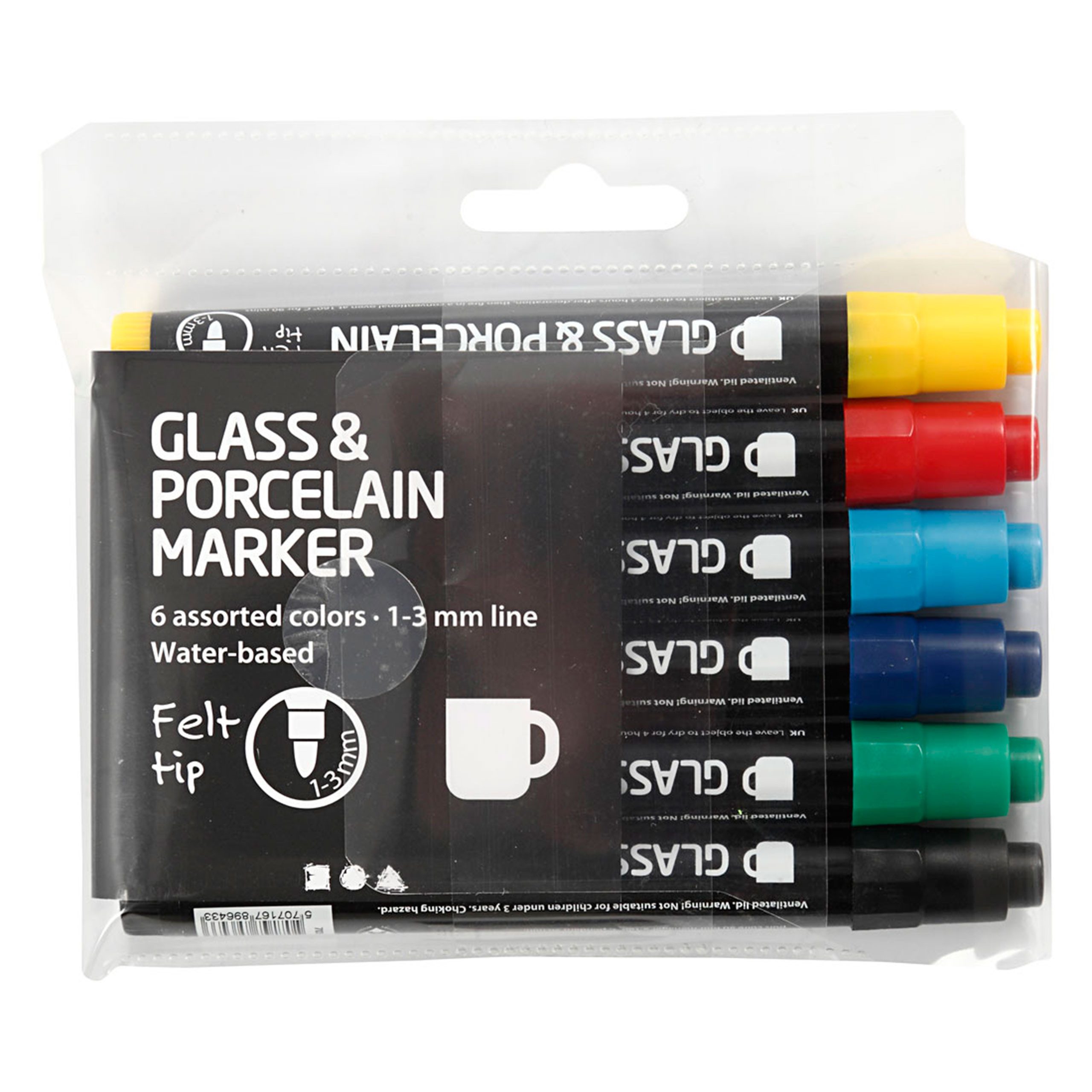 creativ company Bastelnaturmaterial Glas und Porzellan Marker Set 6 Stück mit Spitze 1 bis 3 mm, (0-tlg)