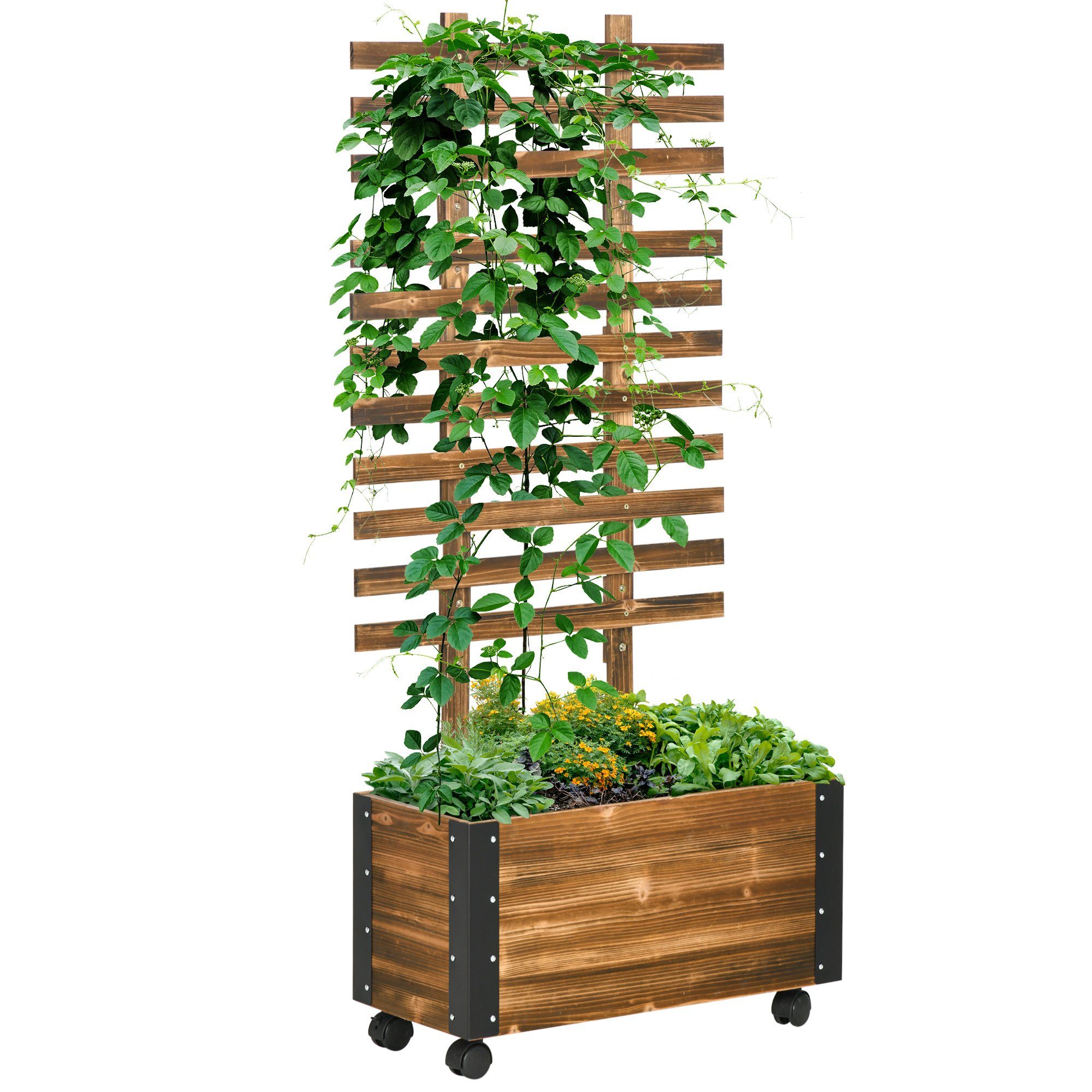 Hochbeet mit Rankhilfe, 4 Rollen