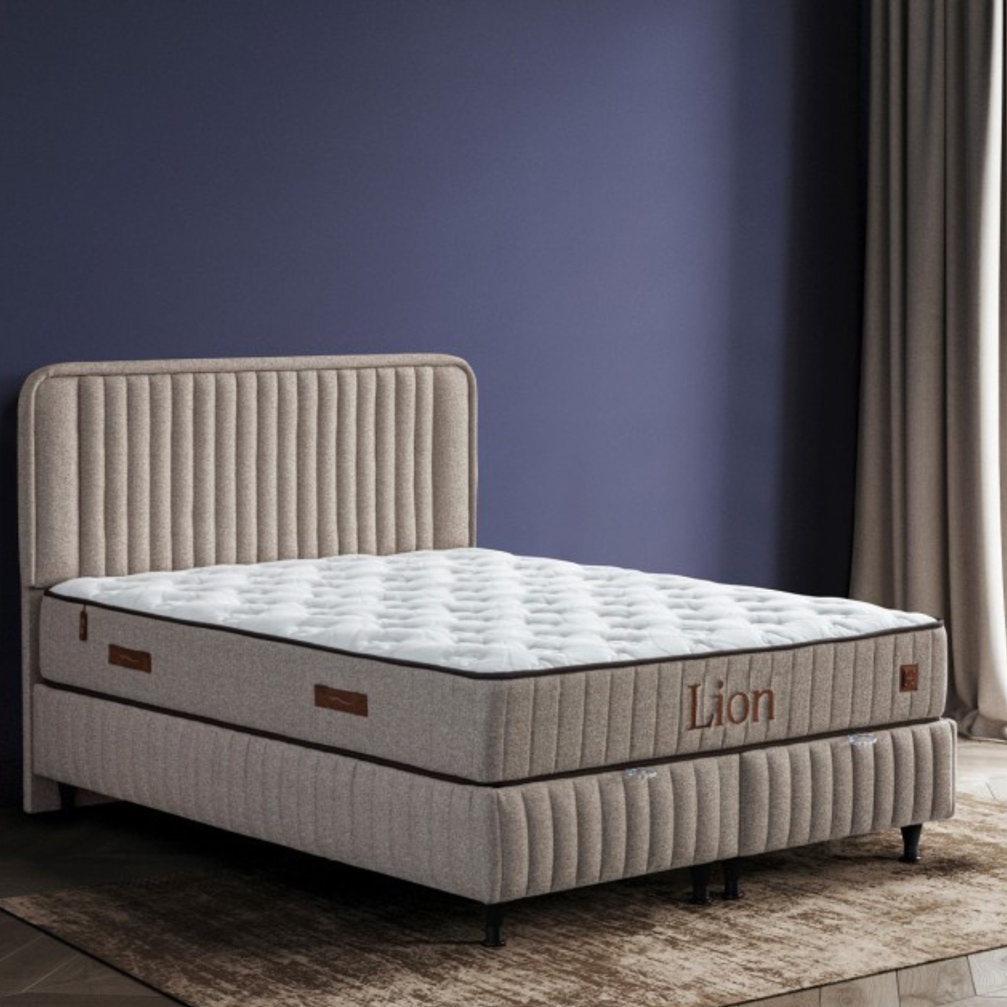 gowoll Boxspringbett Lion Bett Set mit Matratze Stauraum mit Bettkästen (140x200 160x200 180x200, Moln Lion Boxspringbett Set mit Matratze), Boxspringbett mit Matratze & Bettkästen