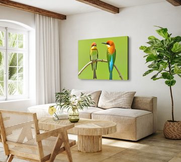 Sinus Art Leinwandbild 120x80cm Wandbild auf Leinwand Kastanien Köpfiger kleine Vögel Farbenf, (1 St)