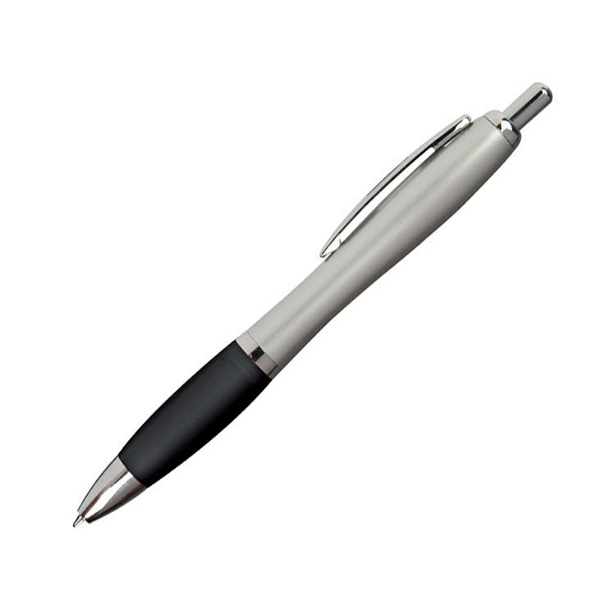 Kugelschreiber 20 Kugelschreiber / mit satiniertem Gehäuse / Farbe: silber-schwarz