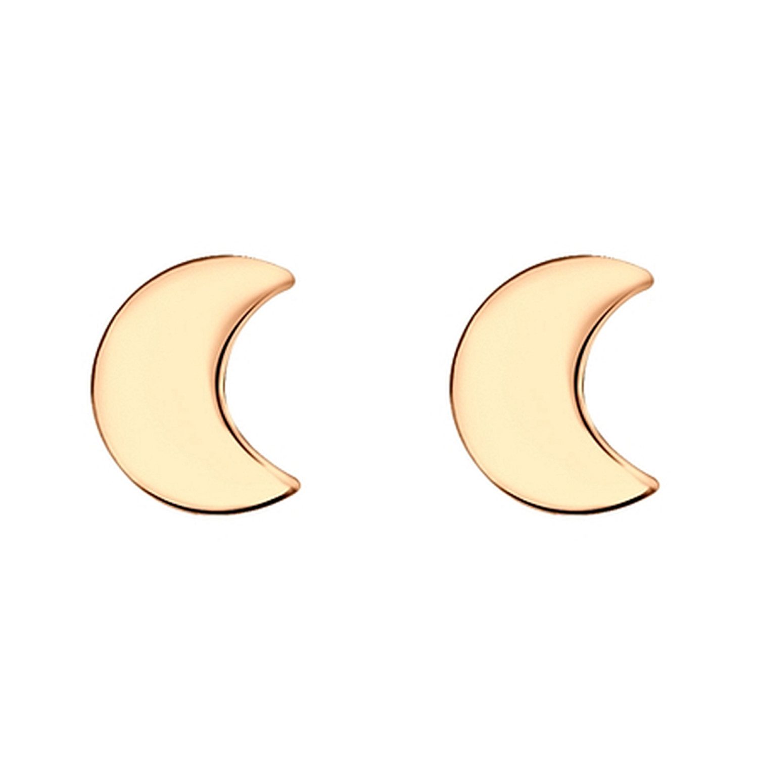 Paar Ohrstecker 925 Silber Ohrringe Mond 5mm Klein 585er (18 Karat) Roségold Vergoldet
