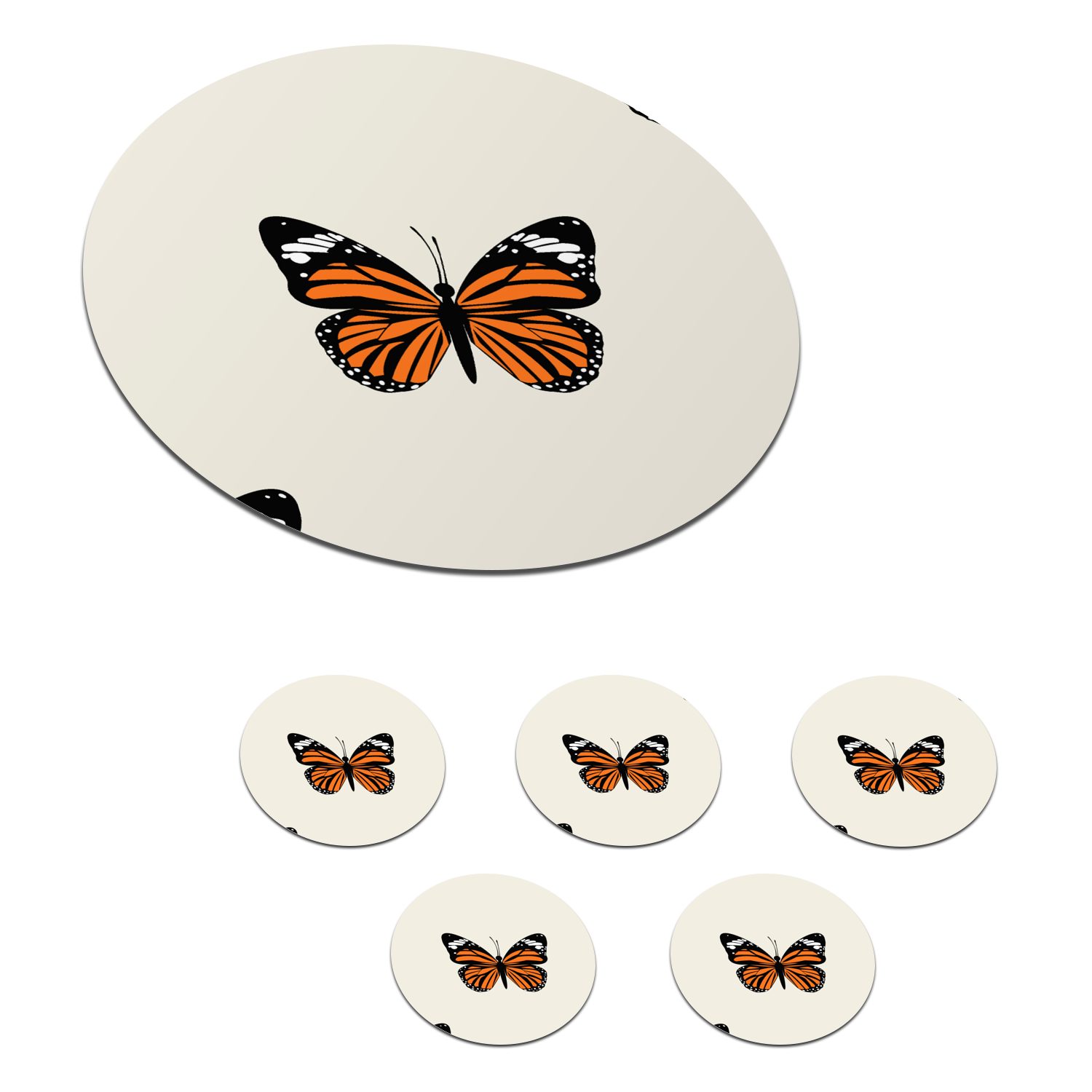MuchoWow Glasuntersetzer Schmetterling - Insekten Tasse, - Zubehör Tassenuntersetzer, 6-tlg., Gläser, Getränkeuntersetzer, Muster, für Korkuntersetzer, Becher