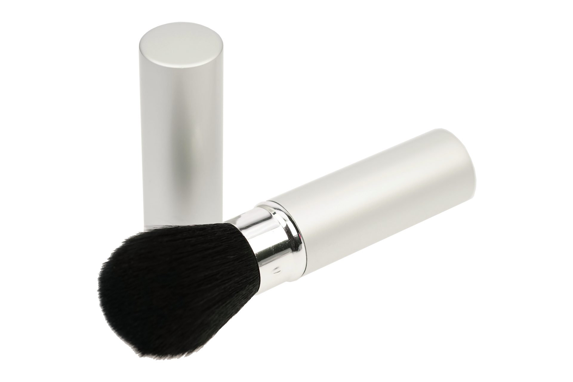 Fantasia Beauty Puderpinsel Rougepinsel, Silber, einschiebbar, Aluminiumhülle, Synthetikhaar, 1 tlg., zum gleichmäßigen Auftragen von Schminke wie Puder oder Rouge