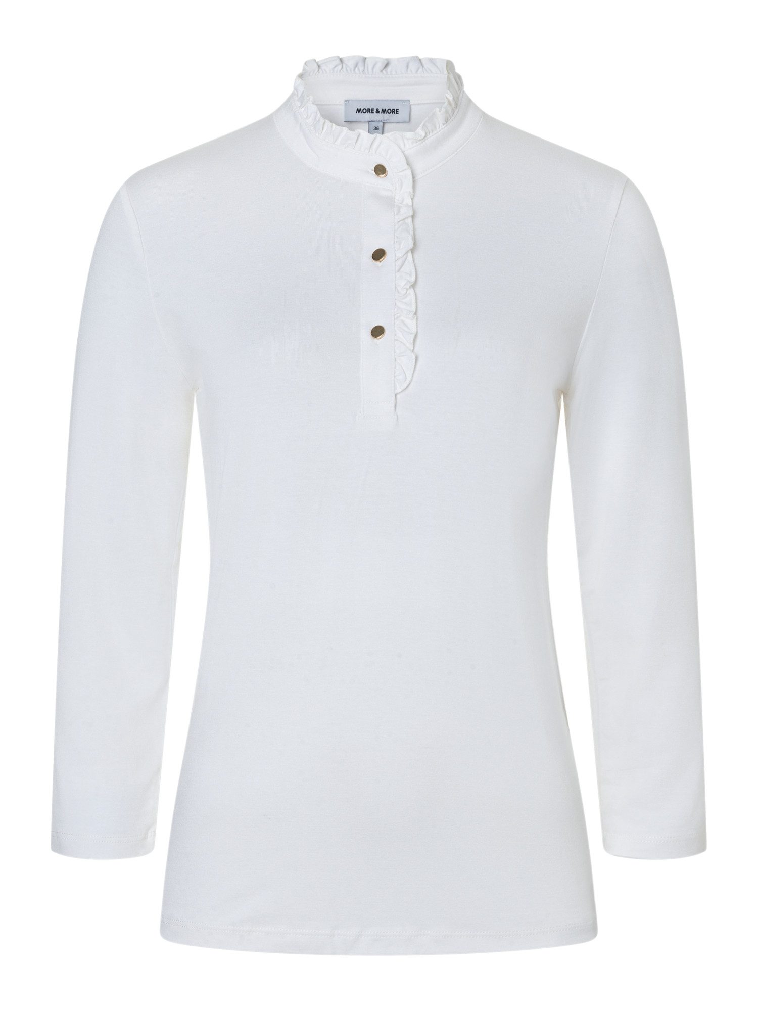 MORE&MORE 3/4-Arm-Shirt feminines 3/4 Arm Shirt, Rüschenkragen