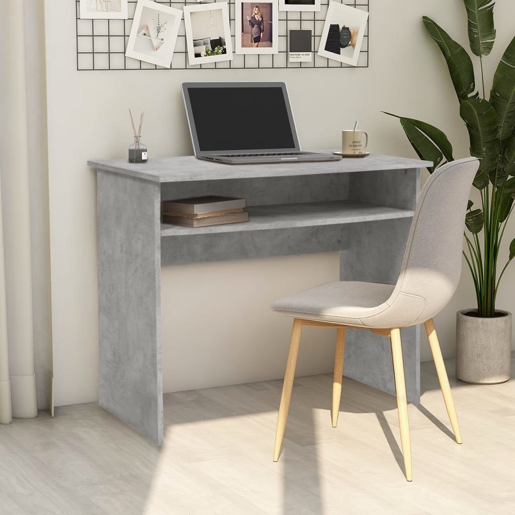furnicato Schreibtisch Moderner 90x50x74 cm in Betongrau aus Holzwerkstoff (1-St), Arbeitstisch mit integriertem Ablagefach für das Jugendzimmer