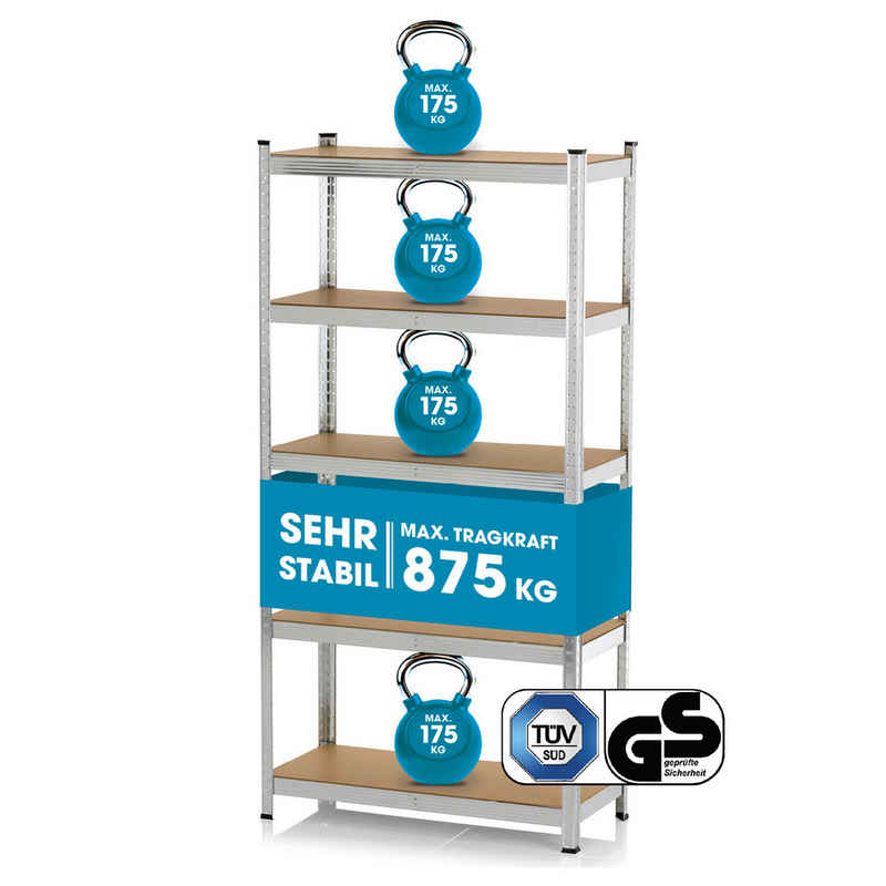 EASYmaxx Schwerlastregal & Werkbank mit Gütesiegel bis 175kg Tragkraft je Regalboden, 1-tlg., 180 x 90 x 40 cm