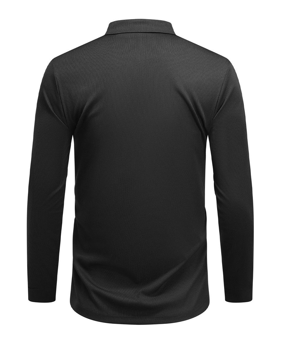Allthemen Langarm-Poloshirt mit Reißverschluss Herren Poloshirt unifarben günstig online kaufen