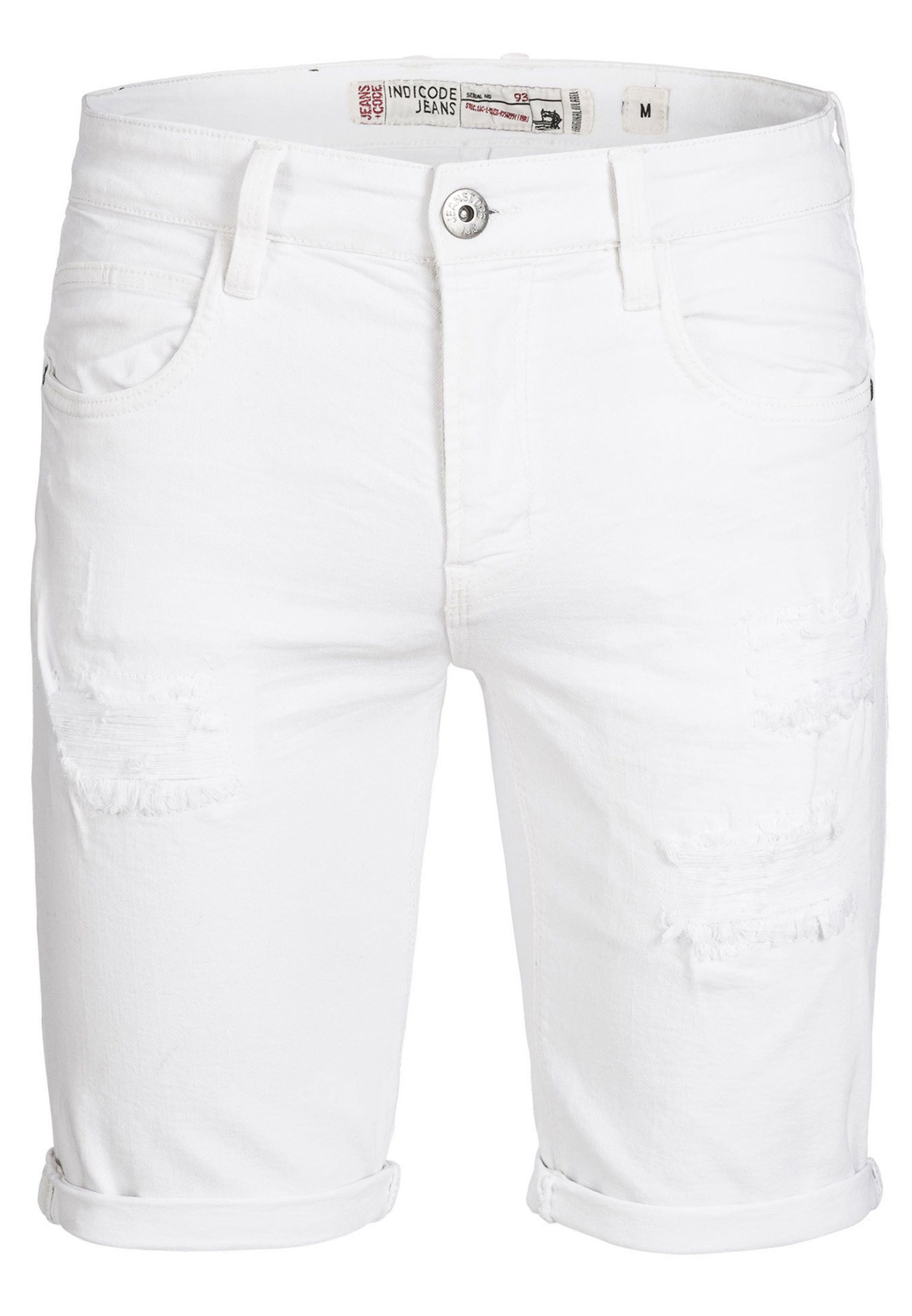 Holes Indicode Jeansshorts Caden - White Off