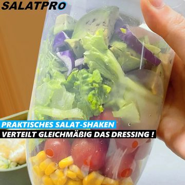 MAVURA Salatbox SALATPRO Salatcup Salat Gemüse Obst Joghurt Müsli Shaker, Salat-To-Go Cup Salatbecher Deckel & Dressing Behälter Gabel [2er]