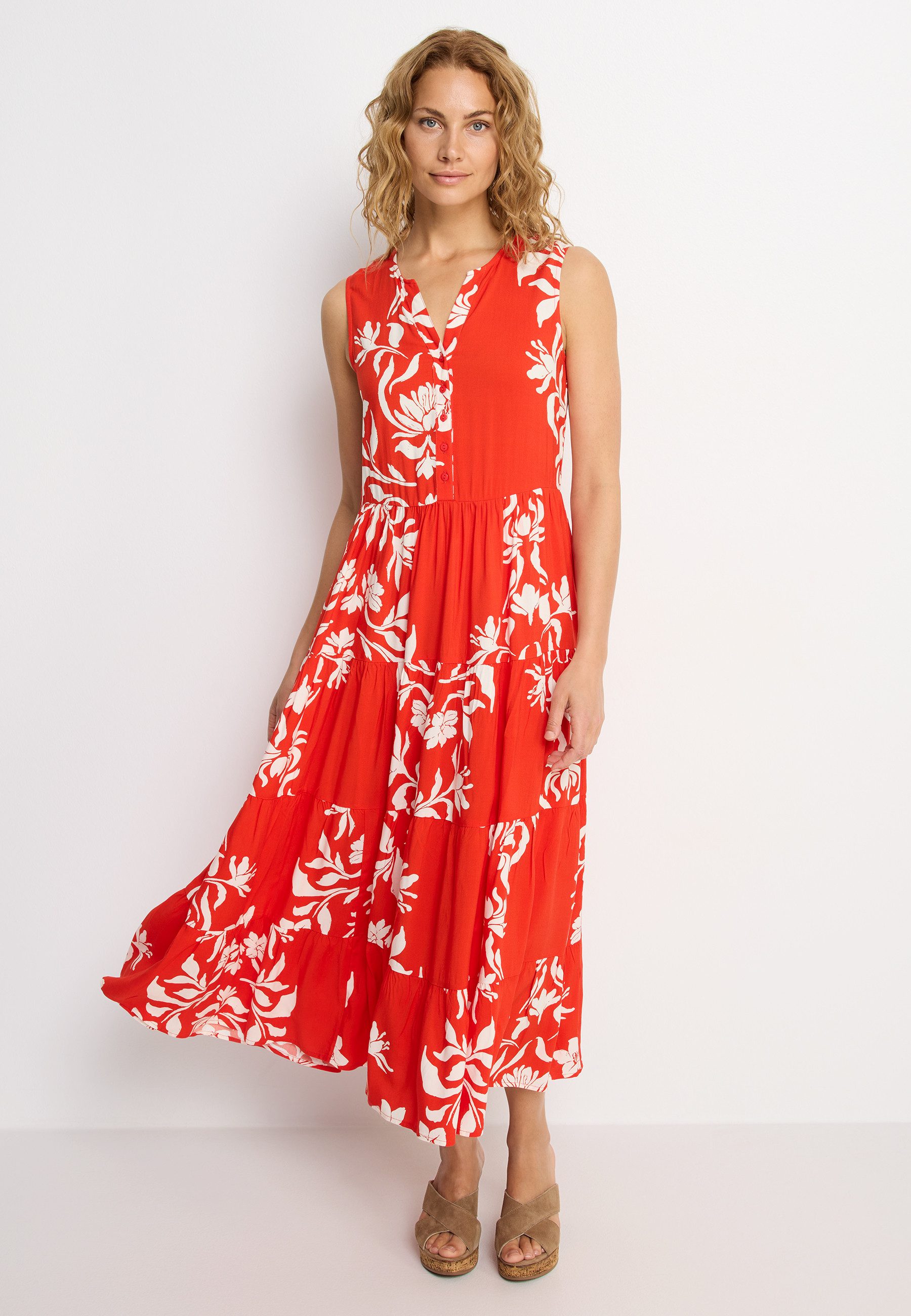 LASCANA Maxikleid mit Blumenprint und Knopfleiste, Sommerkleid, Strandkleid