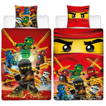 Kinderbettwäsche Lego Ninjago Champion Fire Bettwäsche Linon / Renforcé, BERONAGE, 100% Baumwolle, 2 teilig, 135x200 + 80x80 cm