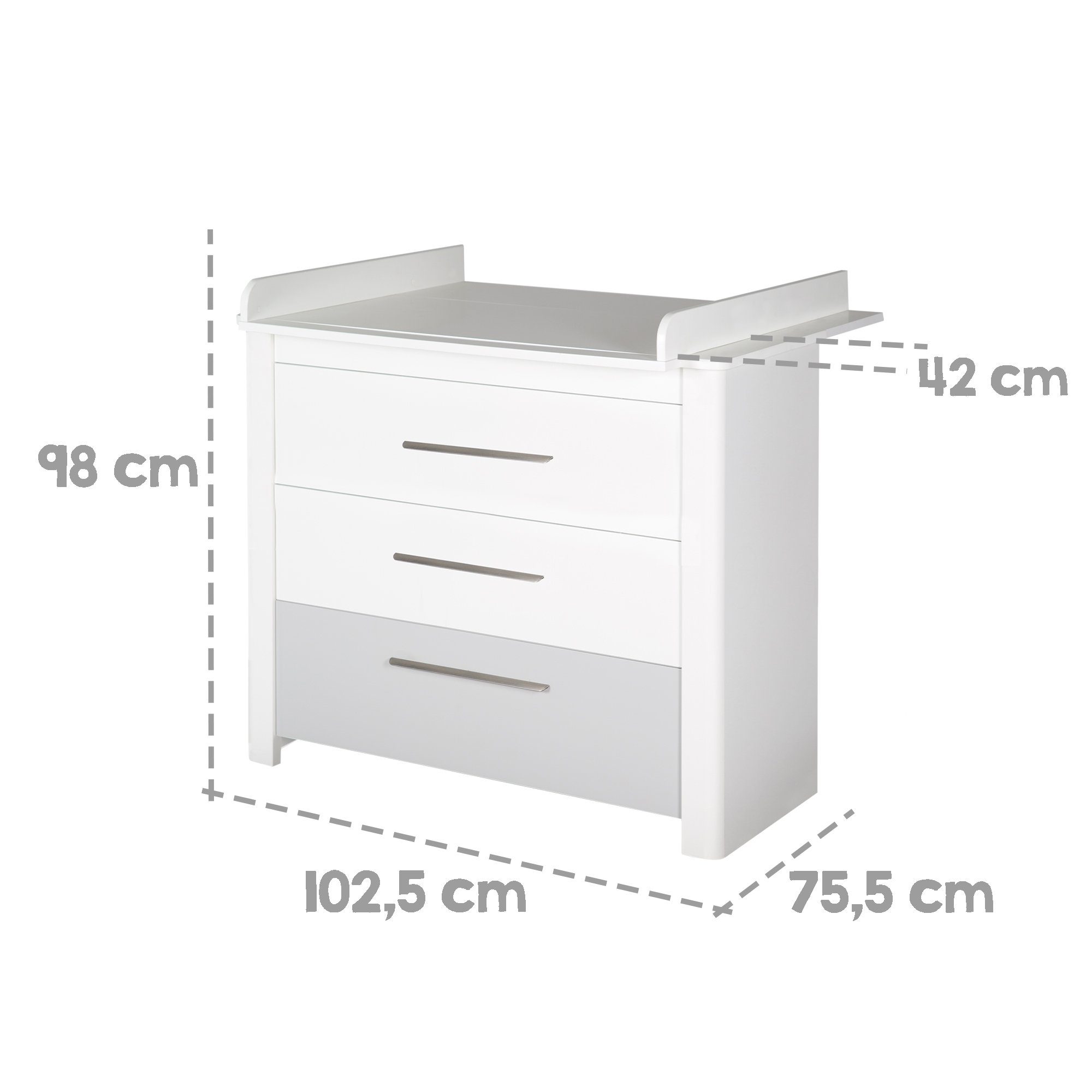 Wickelkommode, Babyzimmer-Komplettset Standregal roba® Linus, umbaubar, Schrank Gitterbett, 3-trg,