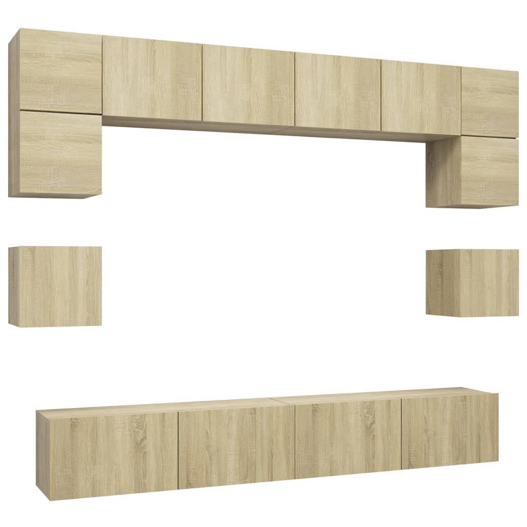 furnicato Sonoma-Eiche TV-Schrank Holzwerkstoff TV-Schrank-Set 8-tlg.