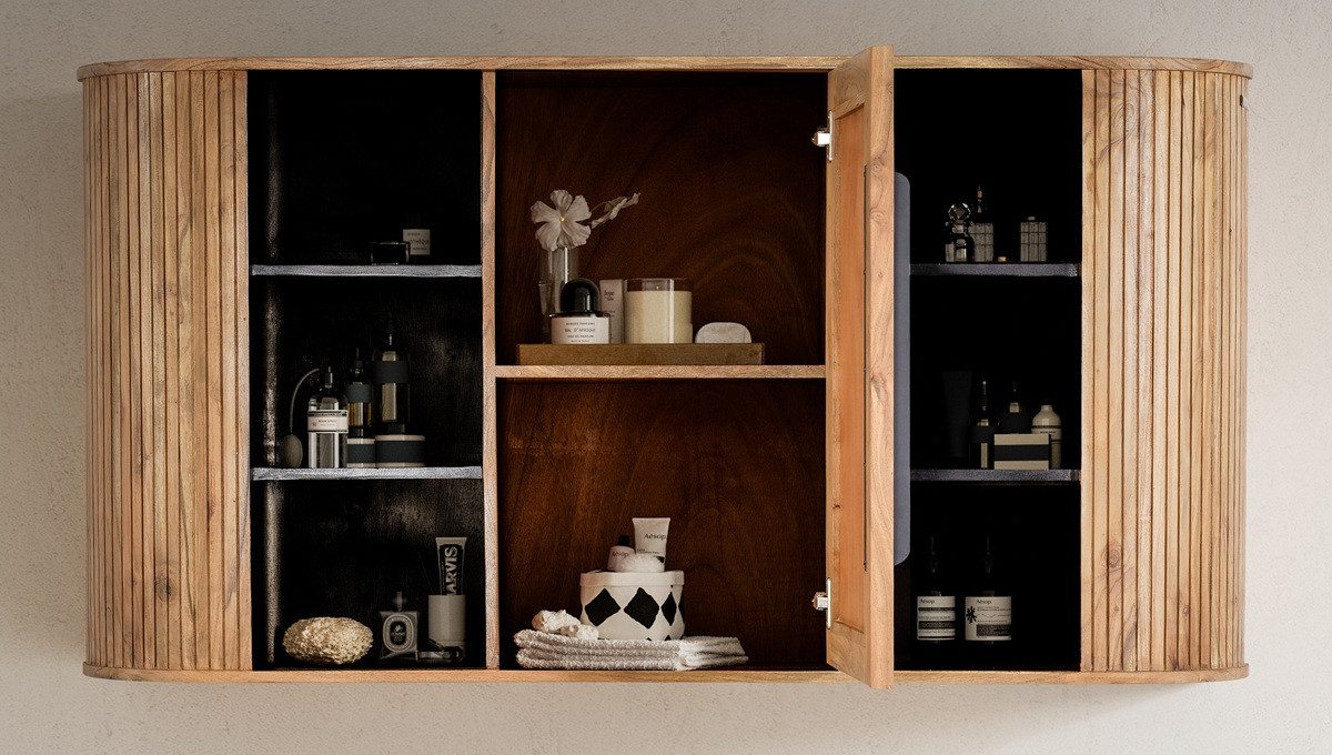 Main Möbel Badezimmerspiegelschrank Spiegelschrank 145x75cm 'Atlantic' Akazie massiv