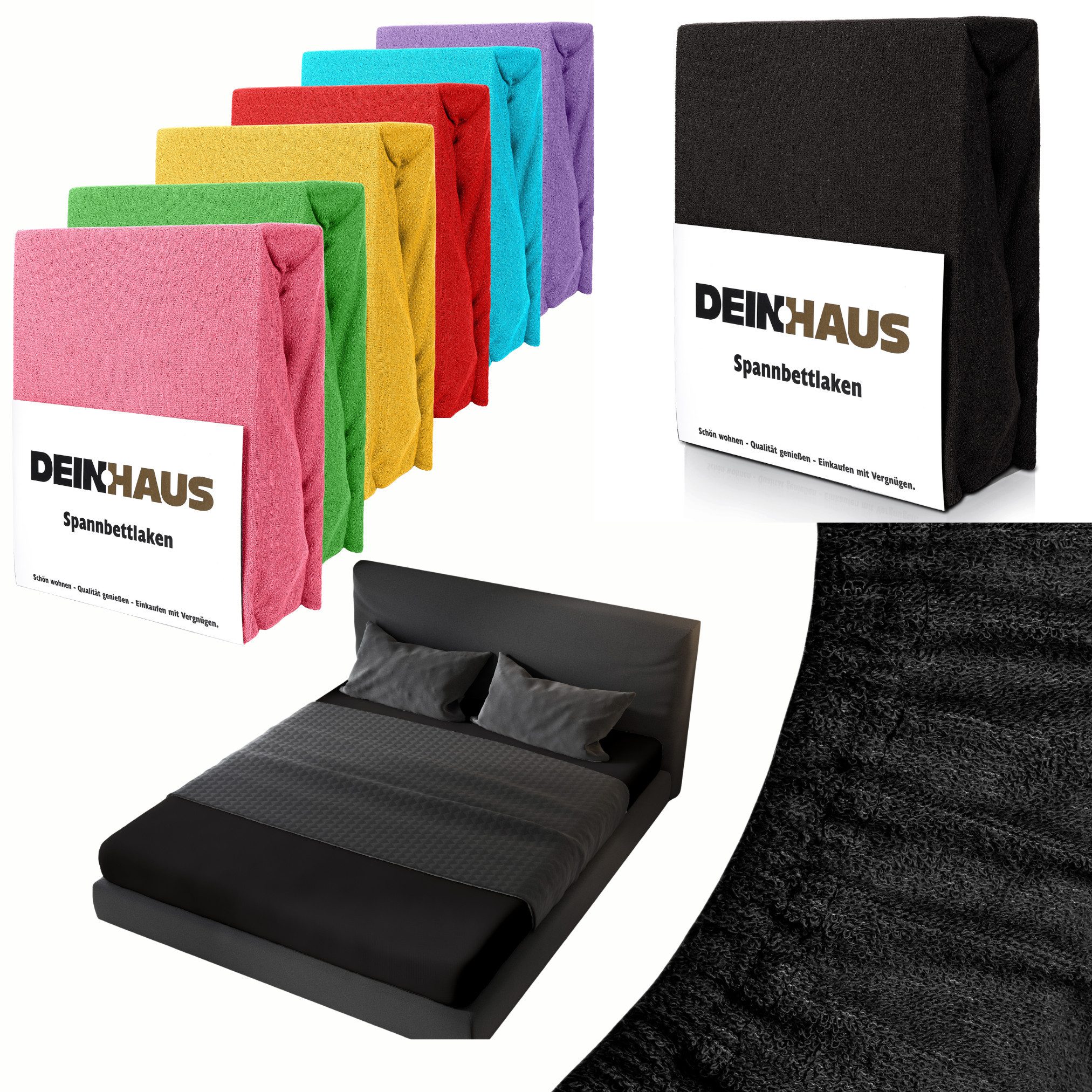 DH DEIN . HAUS Spannbettlaken Frottee SOFT, Baumwolle, Gummizug: rundum, (1 Stück), weich saugfähig atmungsaktiv Rundumgummi formstabil bis 20 cm