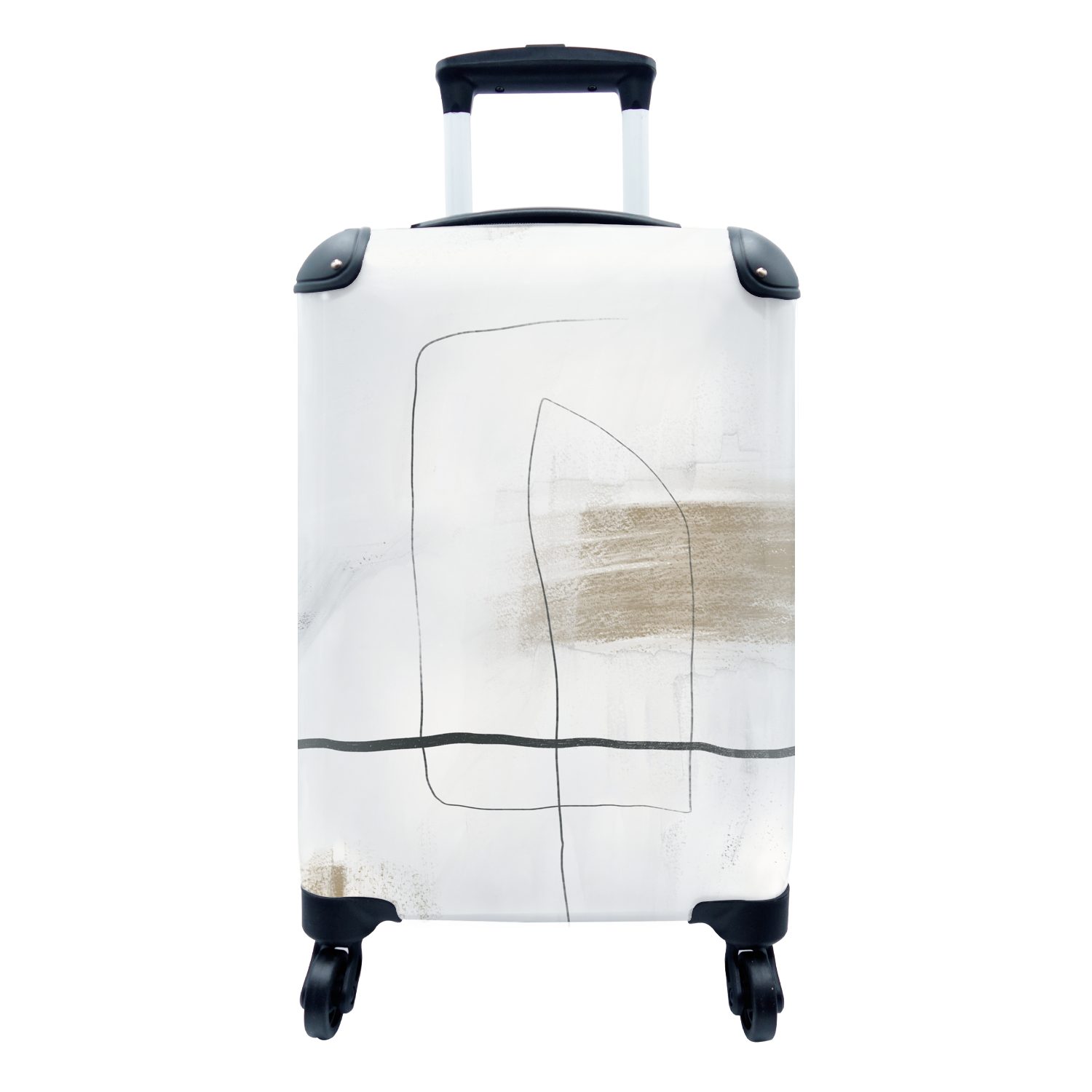 MuchoWow Handgepäckkoffer Farbe - Kunst - Schwarz - Weiß, 4 Rollen, Reisetasche mit rollen, Handgepäck für Ferien, Trolley, Reisekoffer