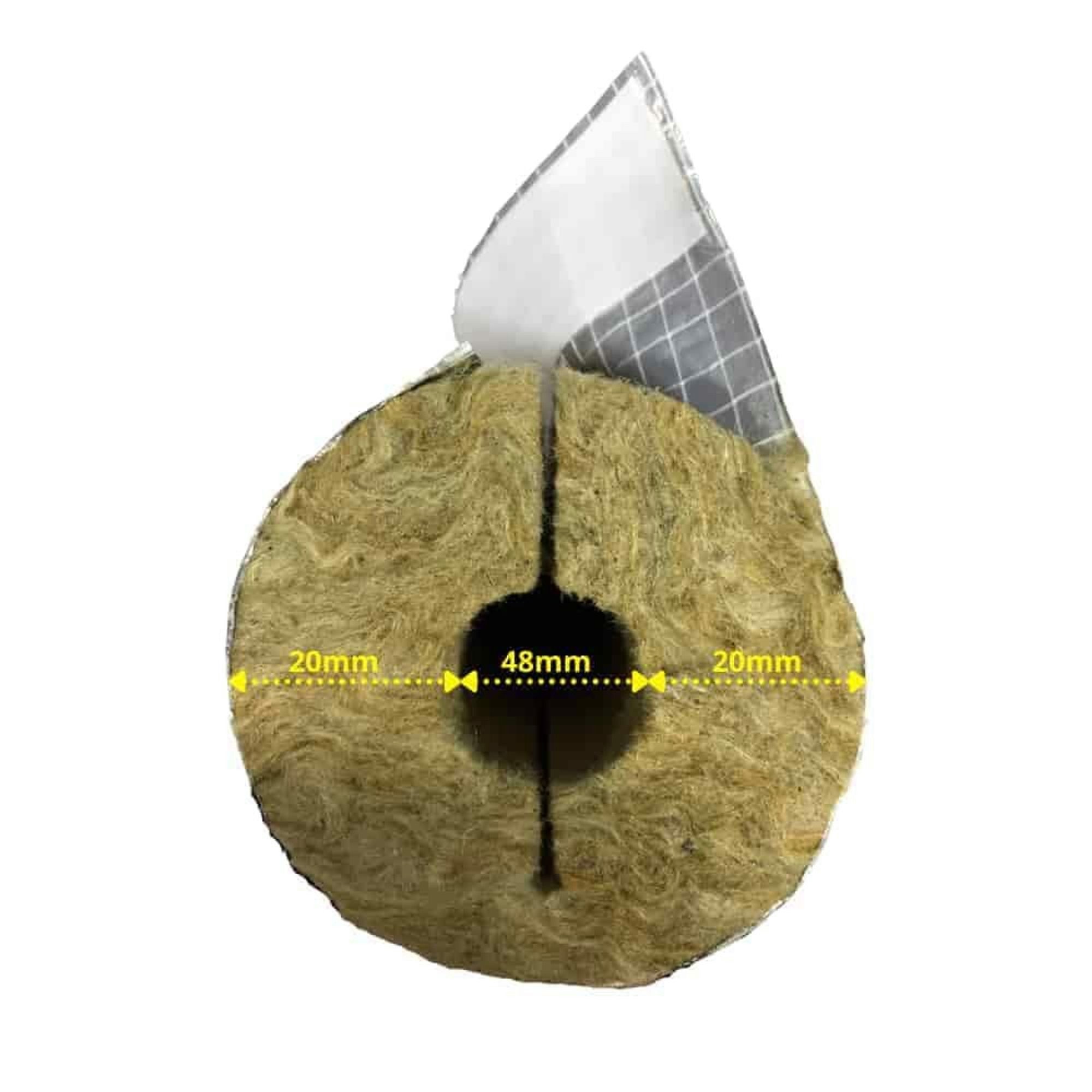 NMC Isolierschlauch Rohrisolierung Steinwolle, 48mm, 20mm Dämmstärke, 1m, Alu