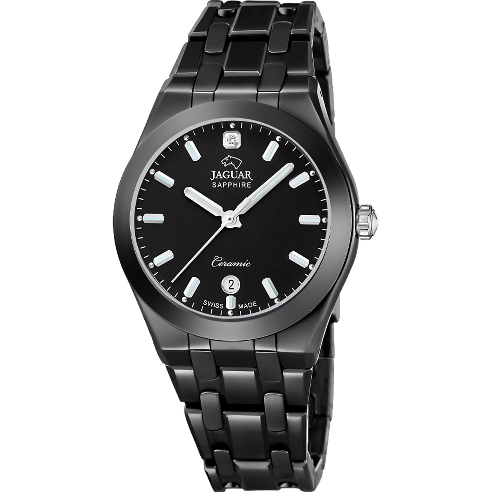 Jaguar Keramikuhr Ceramic J1052_1, Quarzuhr, Armbanduhr, Damenuhr, Swiss Made, Keramik, analog, Tag