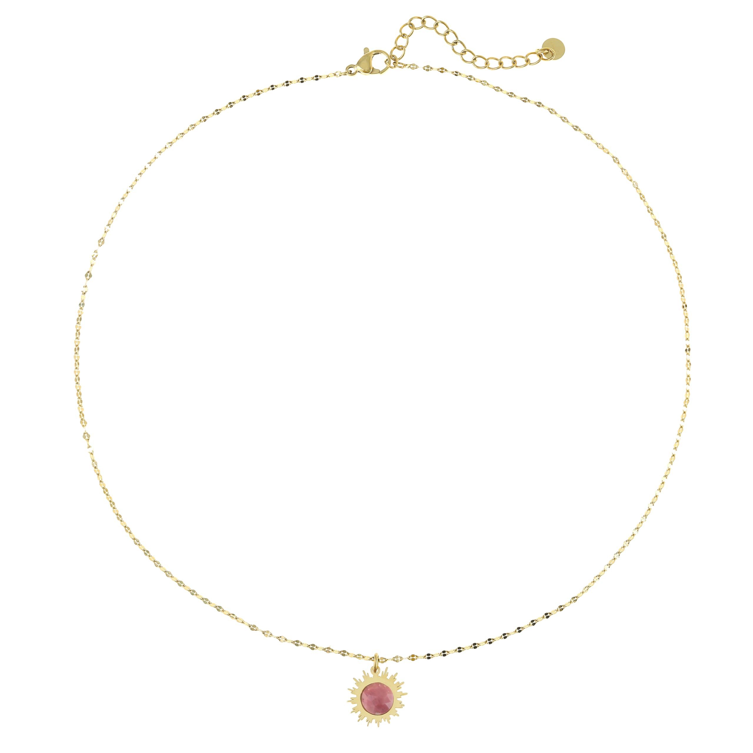 Made by Nami Kette mit Anhänger mit Sonne Anhänger und Edelstein aus Chirur. Edelstahl - Hypoallergen, 40 + 5 cm Gold Schmuck Wasserfest Freundschaftskette – Bild 5 von 5