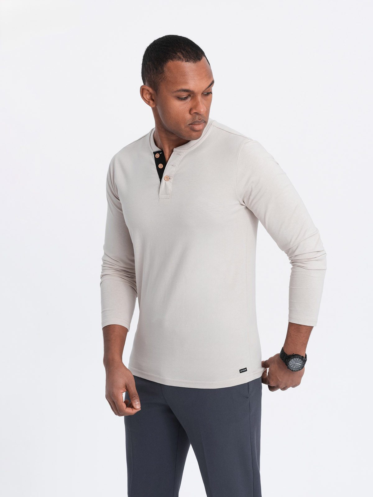 OMBRE Longsleeve Herren Longsleeve mit Knöpfen günstig online kaufen