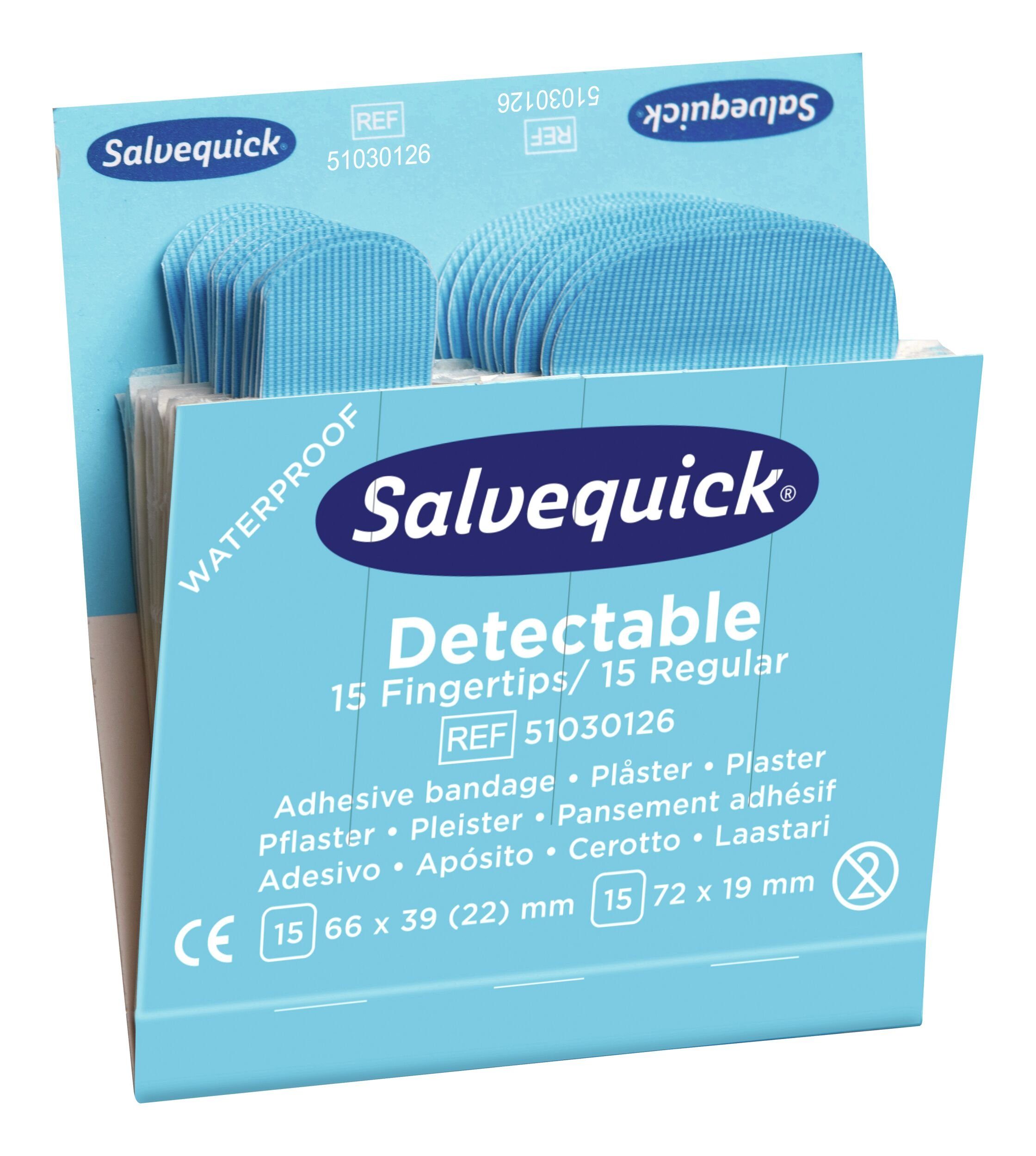 Salvequick® Erste-Hilfe-Set, Nachfüllpackungen 6 x 30 Pflaster detektierbar, fingersp. und normal