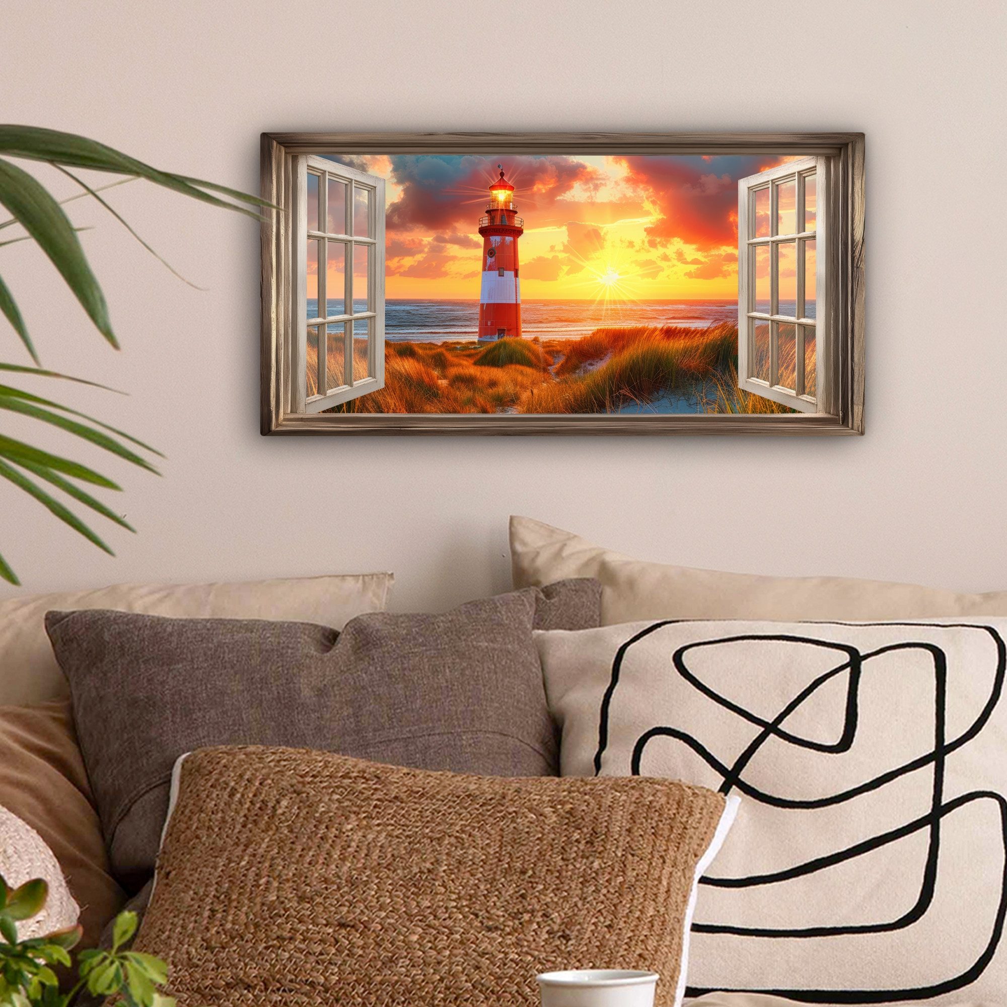 OneMillionCanvasses® Leinwandbild Panorama Aussicht - Fenster günstig online kaufen