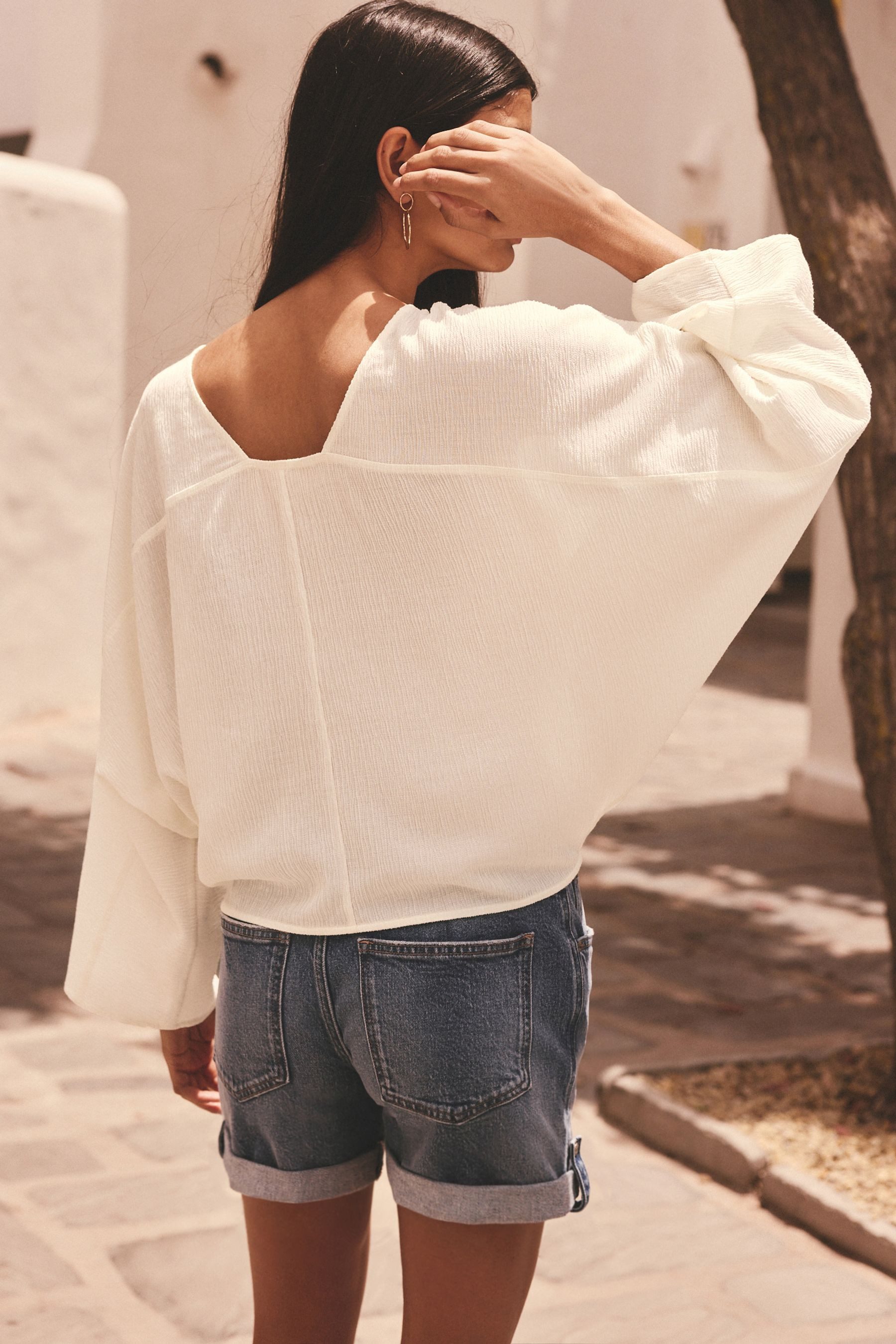 Next Langarmbluse Langärmelige Bluse mit Fledermausärmeln günstig online kaufen