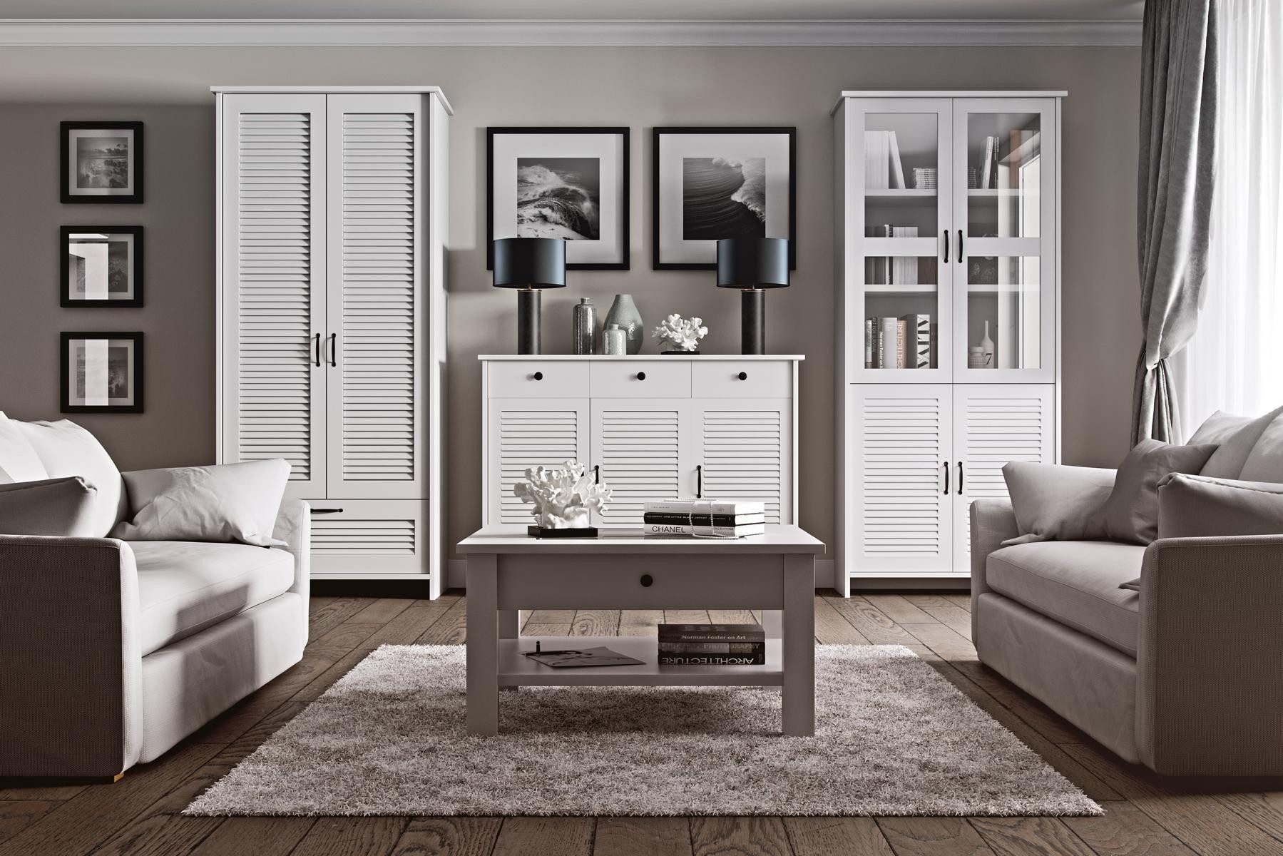 JVmoebel Anrichte Buffetschrank im Landhausstil aus weißem Holz für elegantes Esszimmer (1 St., Aktenschrank), Made in Europa