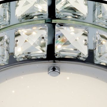 etc-shop LED Deckenleuchte, LED-Leuchtmittel fest verbaut, Neutralweiß, Deckenleuchte mit klaren Kristallen Deckenlampe rund, 1x LED 12