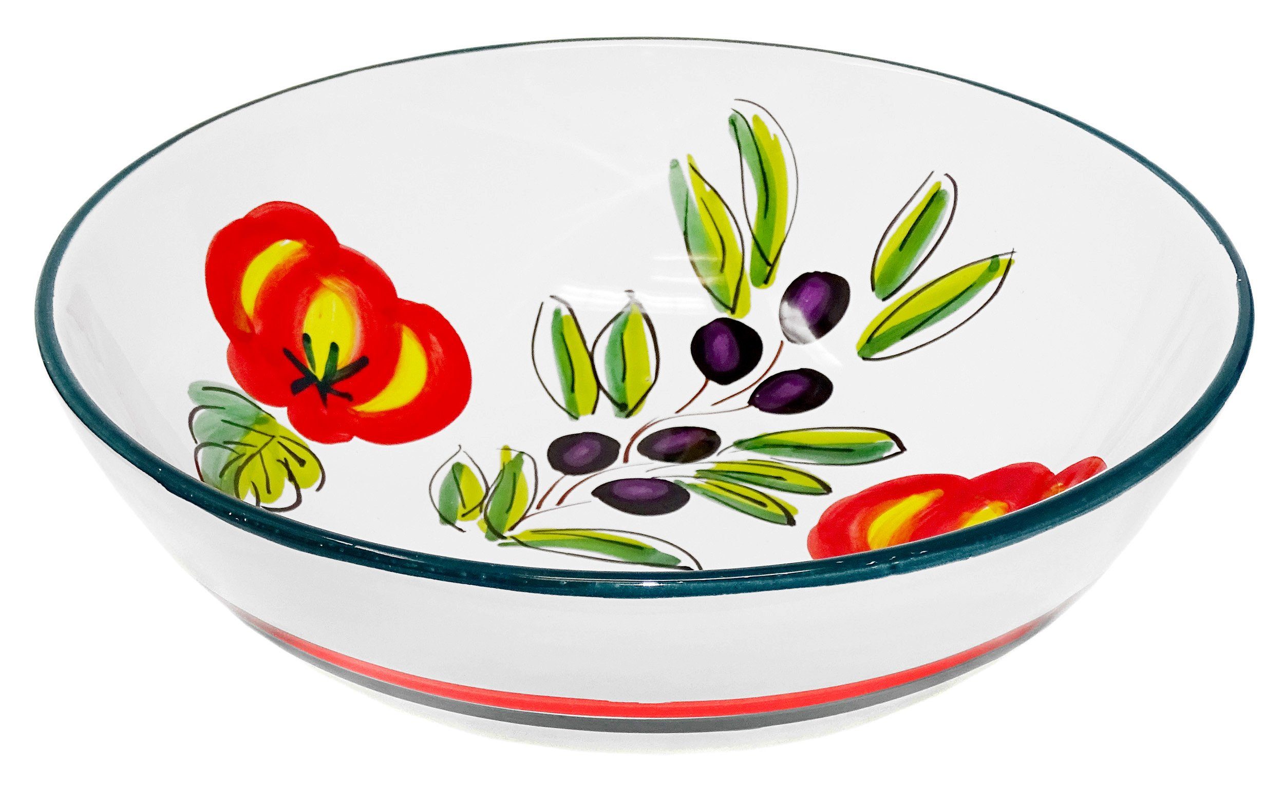 Olive Salatschüssel, Tomate Servierschüssel, handgemacht Lashuma Runde Keramik, Obstschale