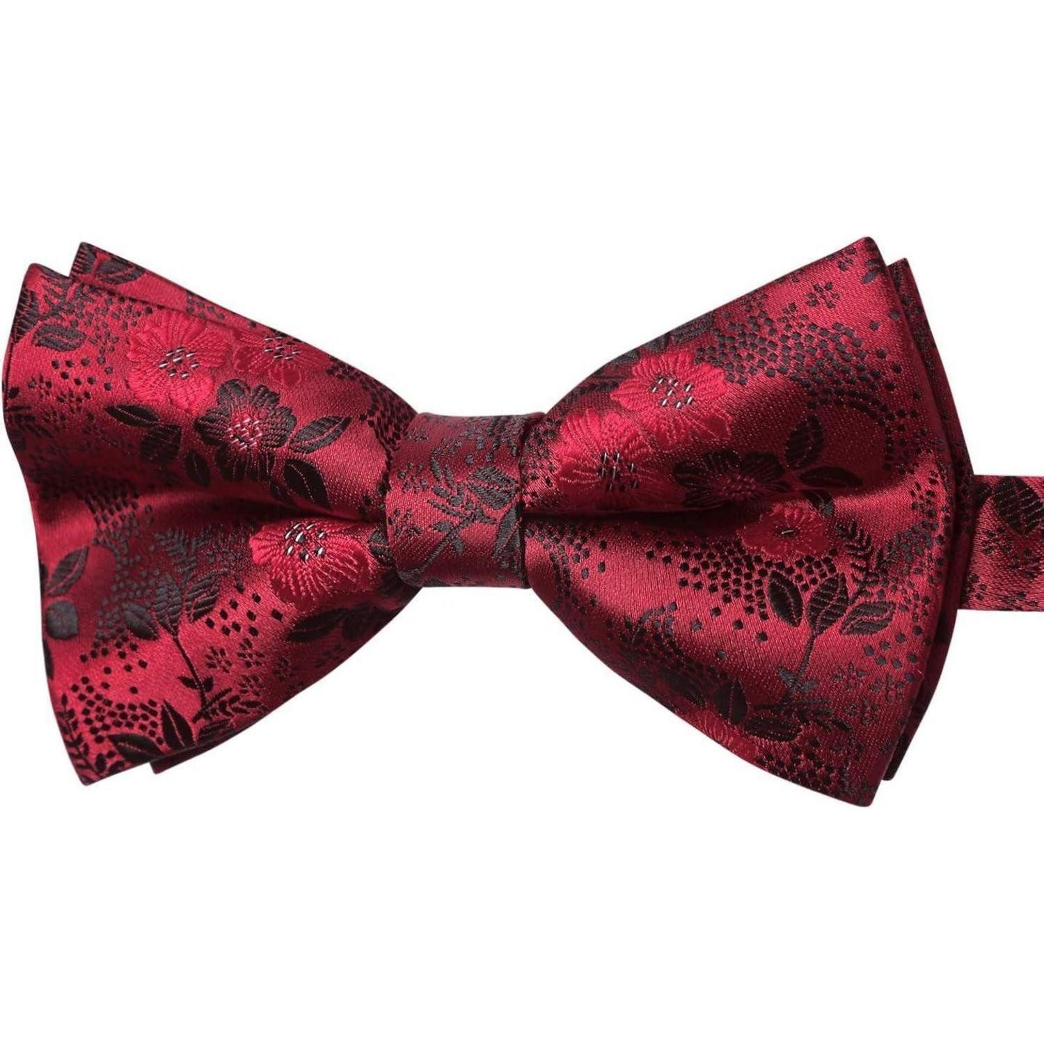 LuxusKollektion Fliege Fliege Herren gebunden verstellbar Paisley Hochzeit Anzug Rot Geblümt