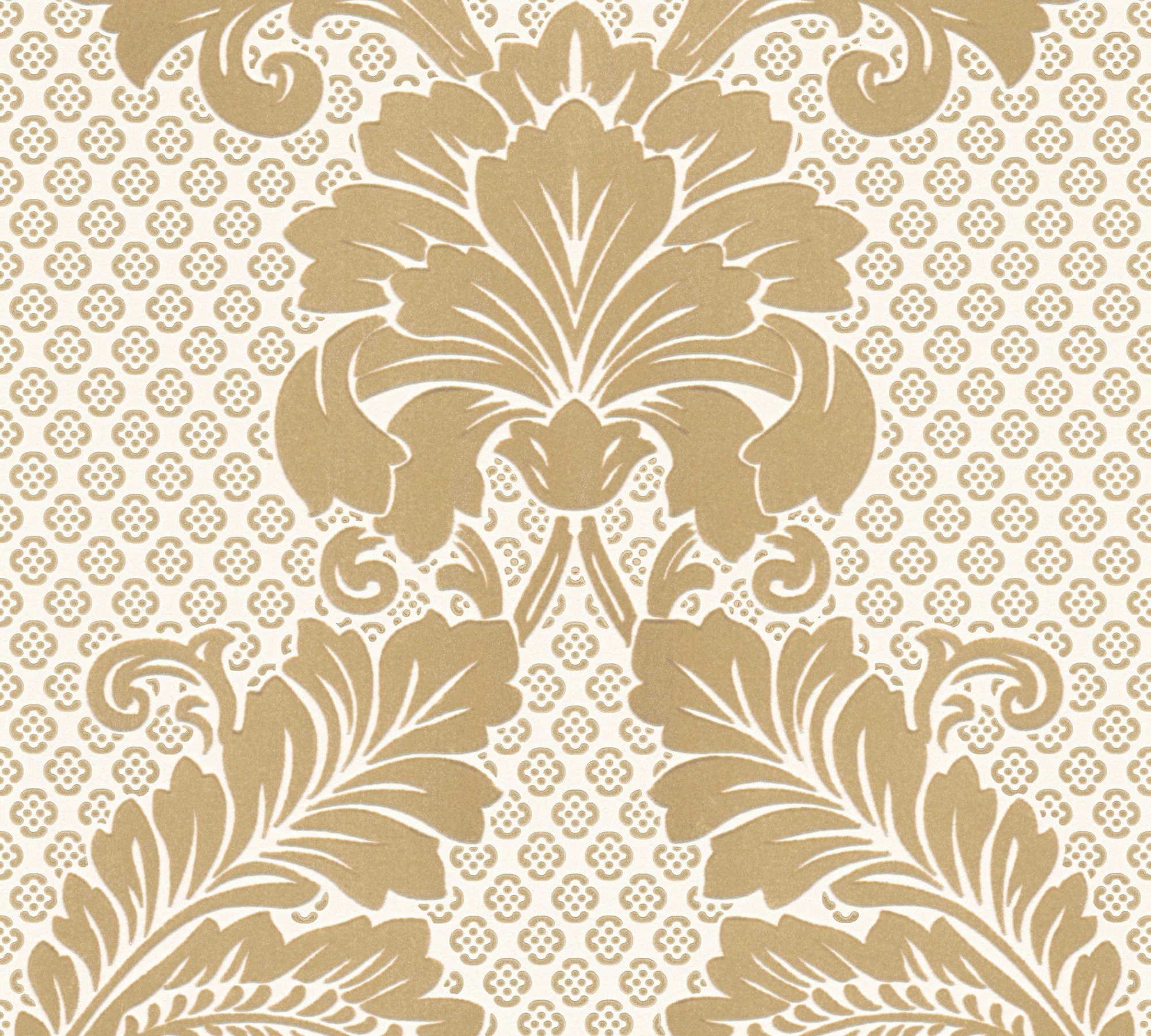 Barock Paper Vliestapete wallpaper, Ornament Architects gold/creme Luxury beflockt, Barock, Tapete