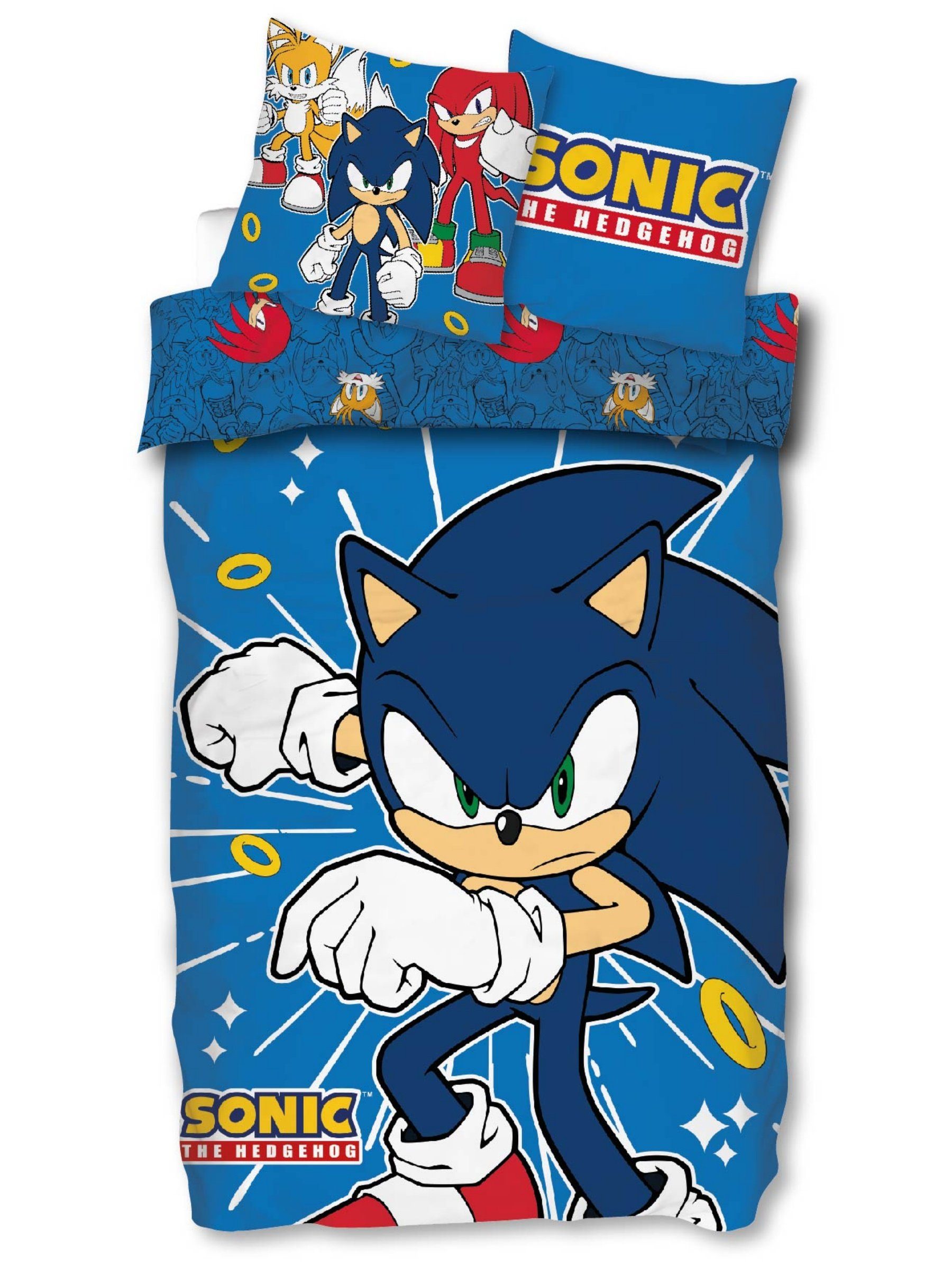 Jugendbettwäsche Sonic Bettwäsche 135x200 80x80 Gaming Bettwäsche Sonic The Hedgehog, SkyBrands