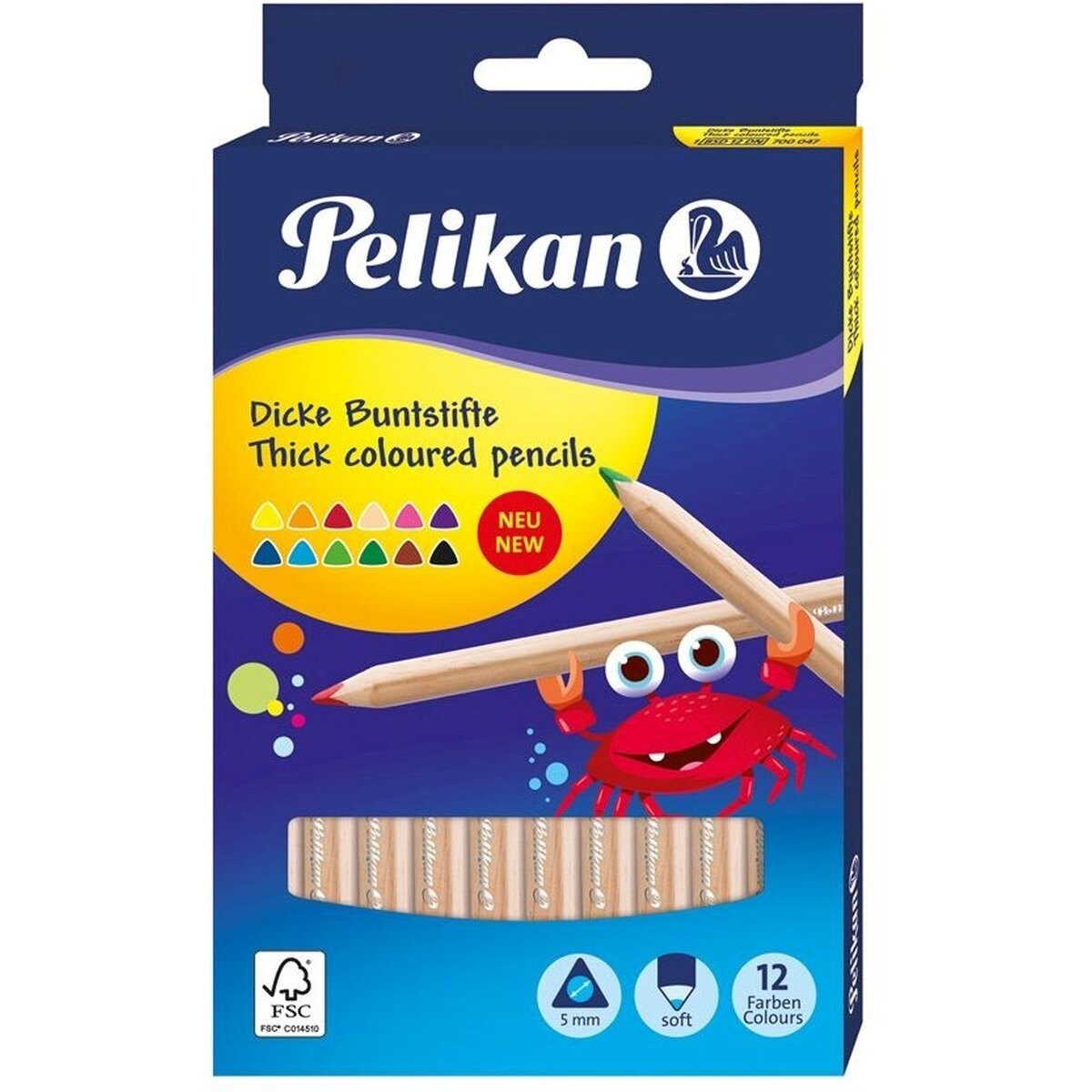 Pelikan Buntstift Farbstift 5mm VE=12 Stück farbig sortiert