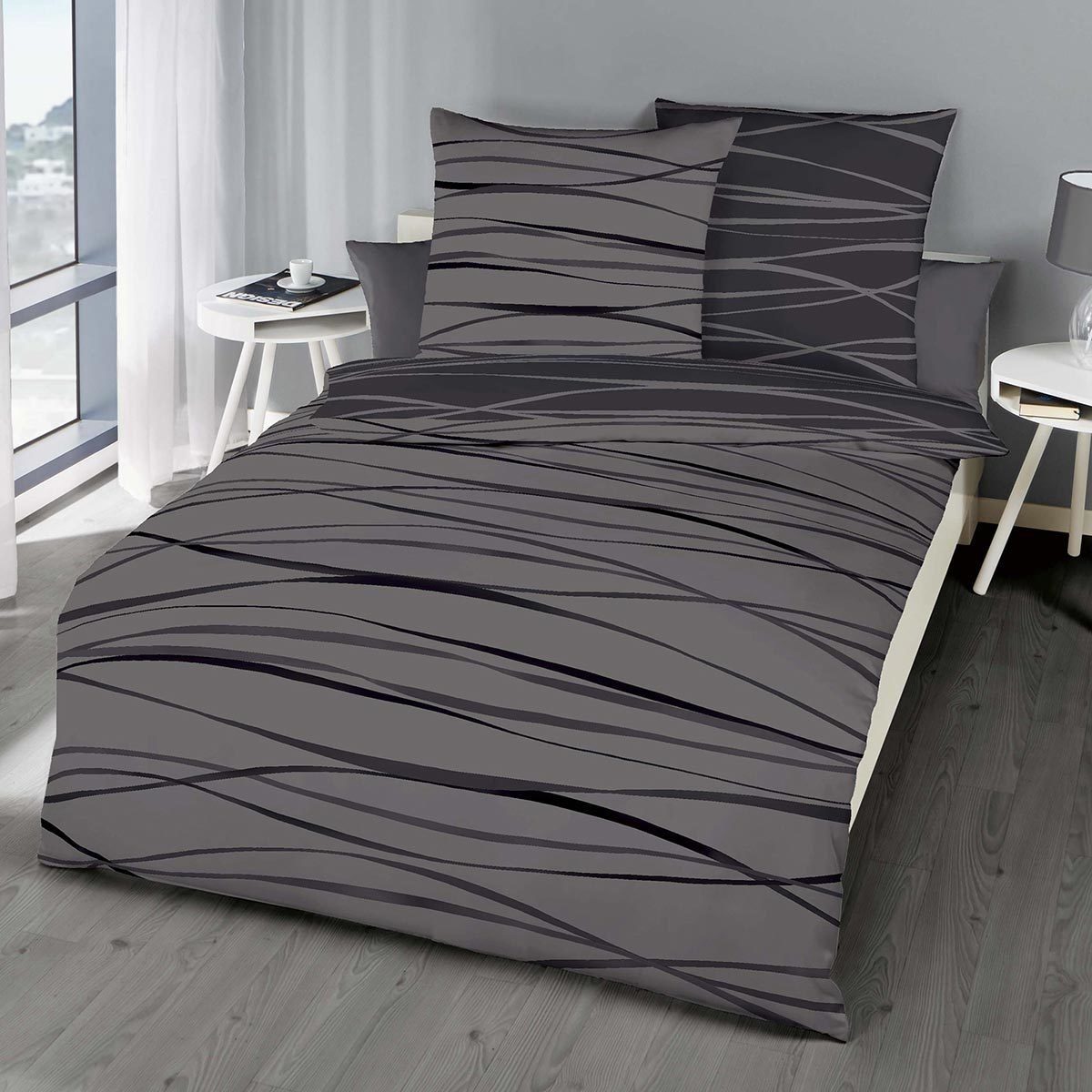 TRAUMSCHLAF Bettwäsche Bibermotion Zinn, Biber, 3 teilig, warme zeitlose Qu günstig online kaufen