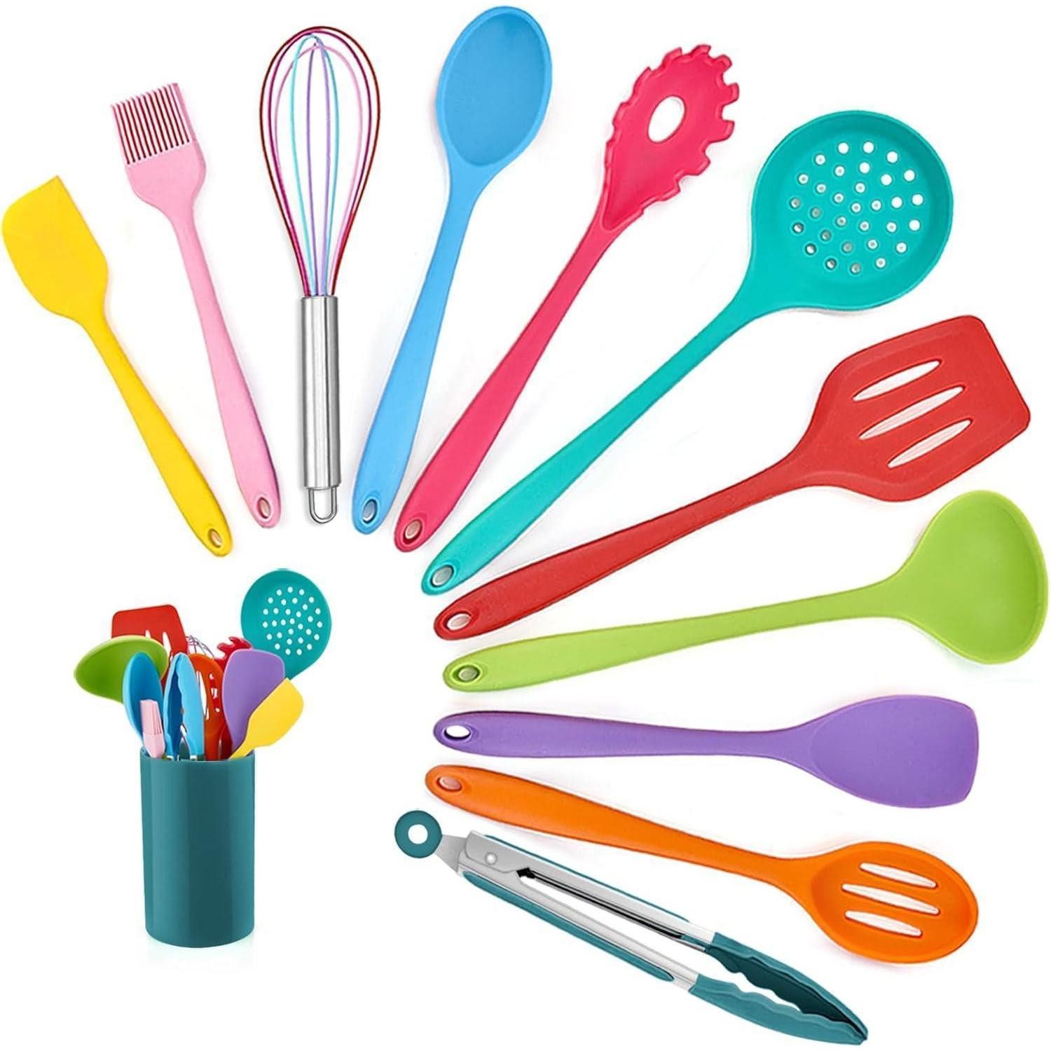 LuxusKollektion Kochbesteck-Set 12-teiliges Silikon Küchenhelfer Set mit