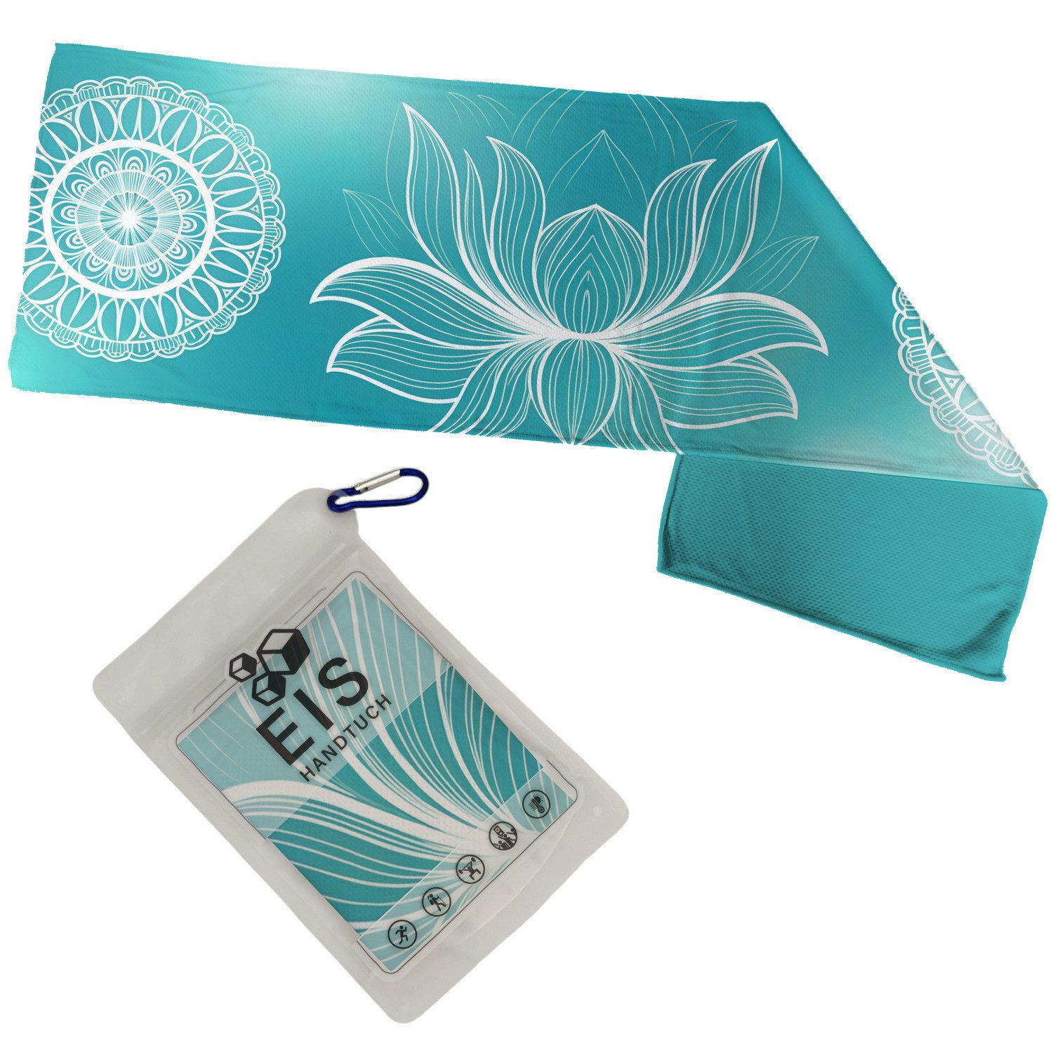 speecheese Sporthandtuch Türkises Boho Eishandtuch weiße Mandalas