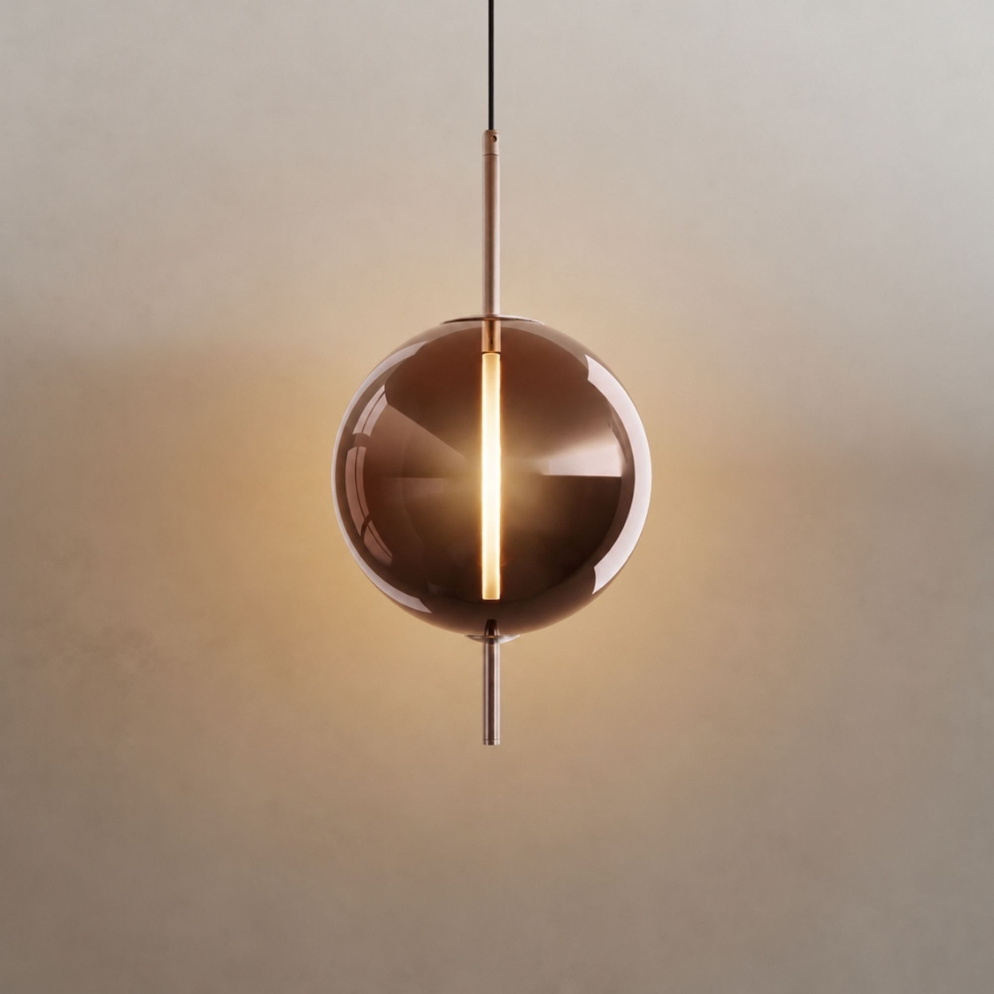s.luce Pendelleuchte Mira Design Galerie LED Glas 500cm Braun-Galvanisiert, Warmweiß