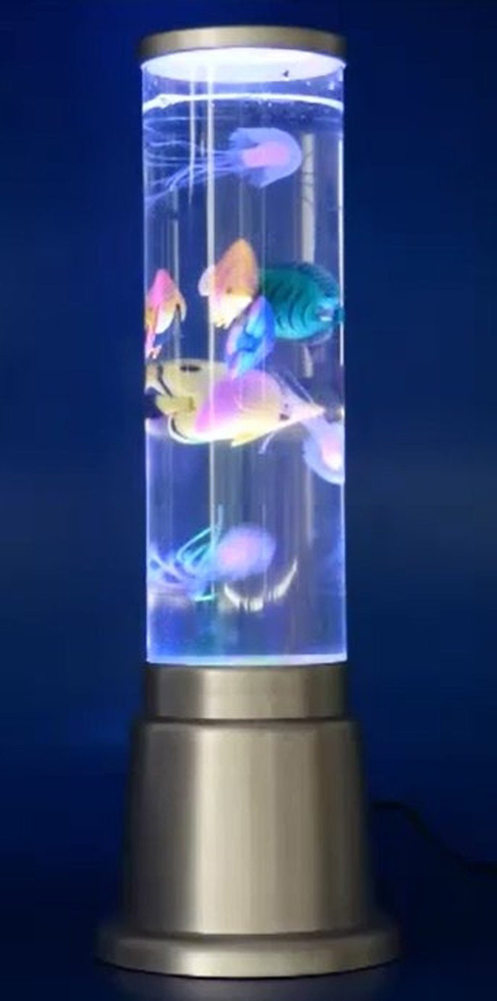 Lichtideen LED Tischleuchte 3496 Wassersäulen LED Lampe Höhe 360 mm 5 x bunte Fische mit Netzteil, Mehrfarbig, Neu STrömungstechnik statt Bubbles | Tischlampen