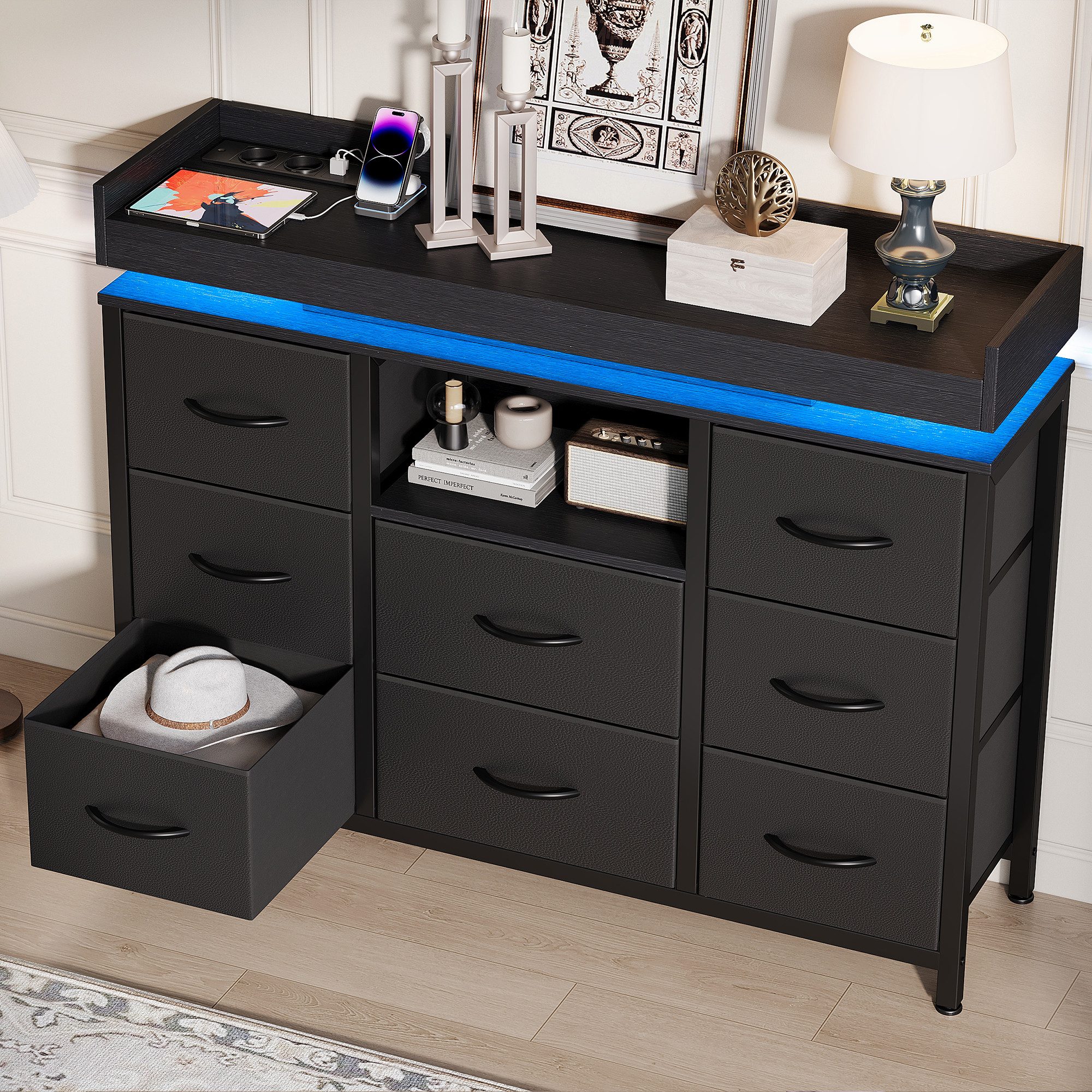 Simurq Kommode Moderne Kommode Sideboard Schubladen Stauraumschrank Beistellschrank
