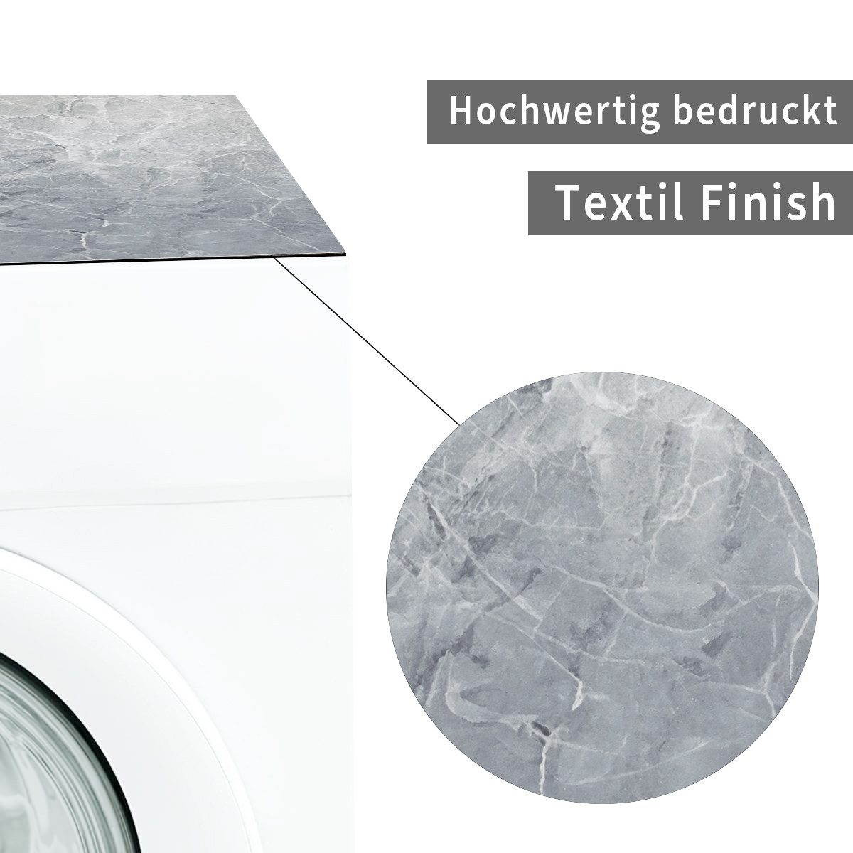 Tabletop Antirutschmatte Waschmaschinen-Auflage Stein-Optik Marmor dunkel rutschfest, waschbar, 1-St., Textil-Finish Gummi-Matte als Trockner Waschmaschinen-Unt – Bild 5 von 5